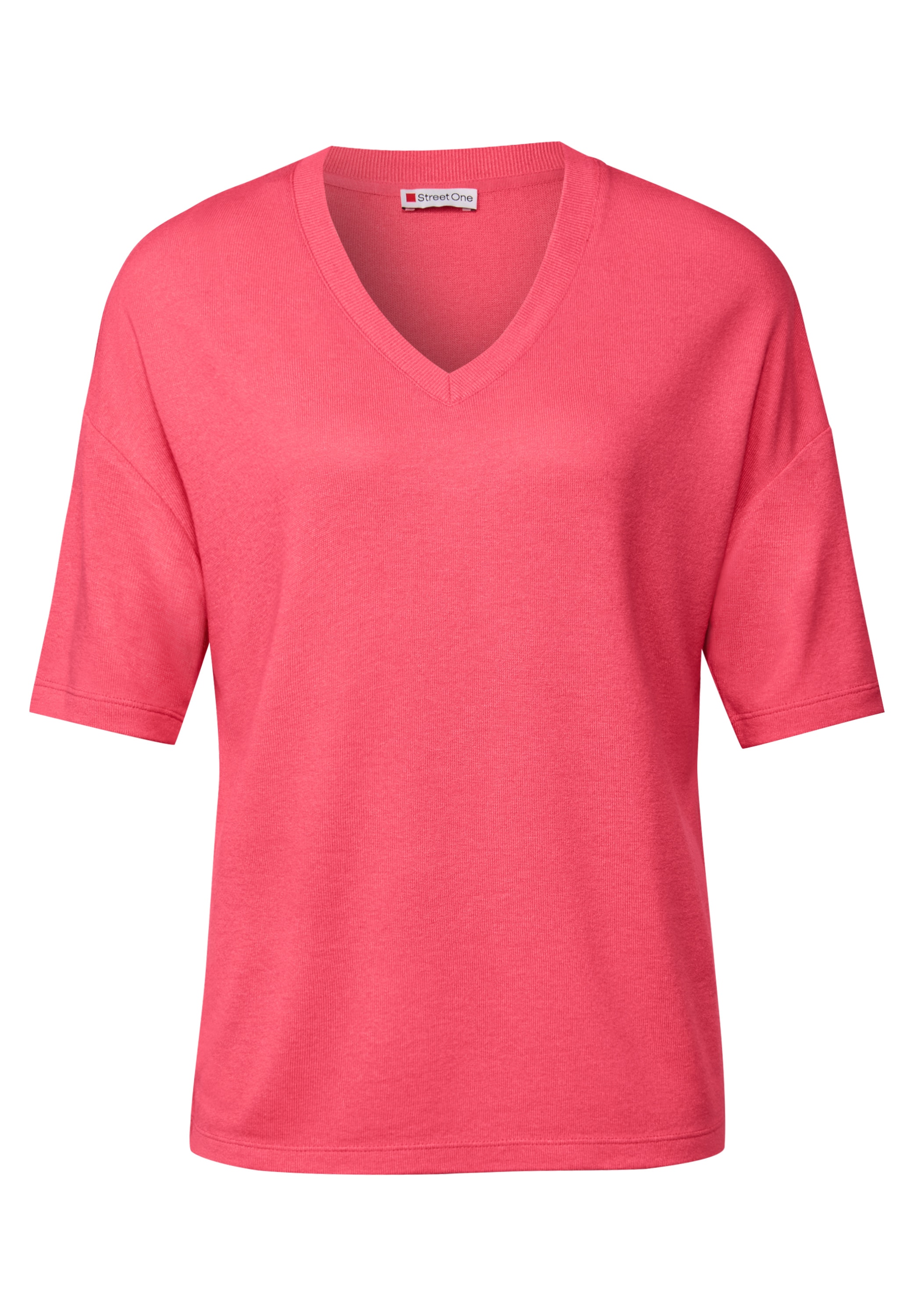 STREET ONE T-Shirt, mit V-Ausschnitt und im Strick-Look