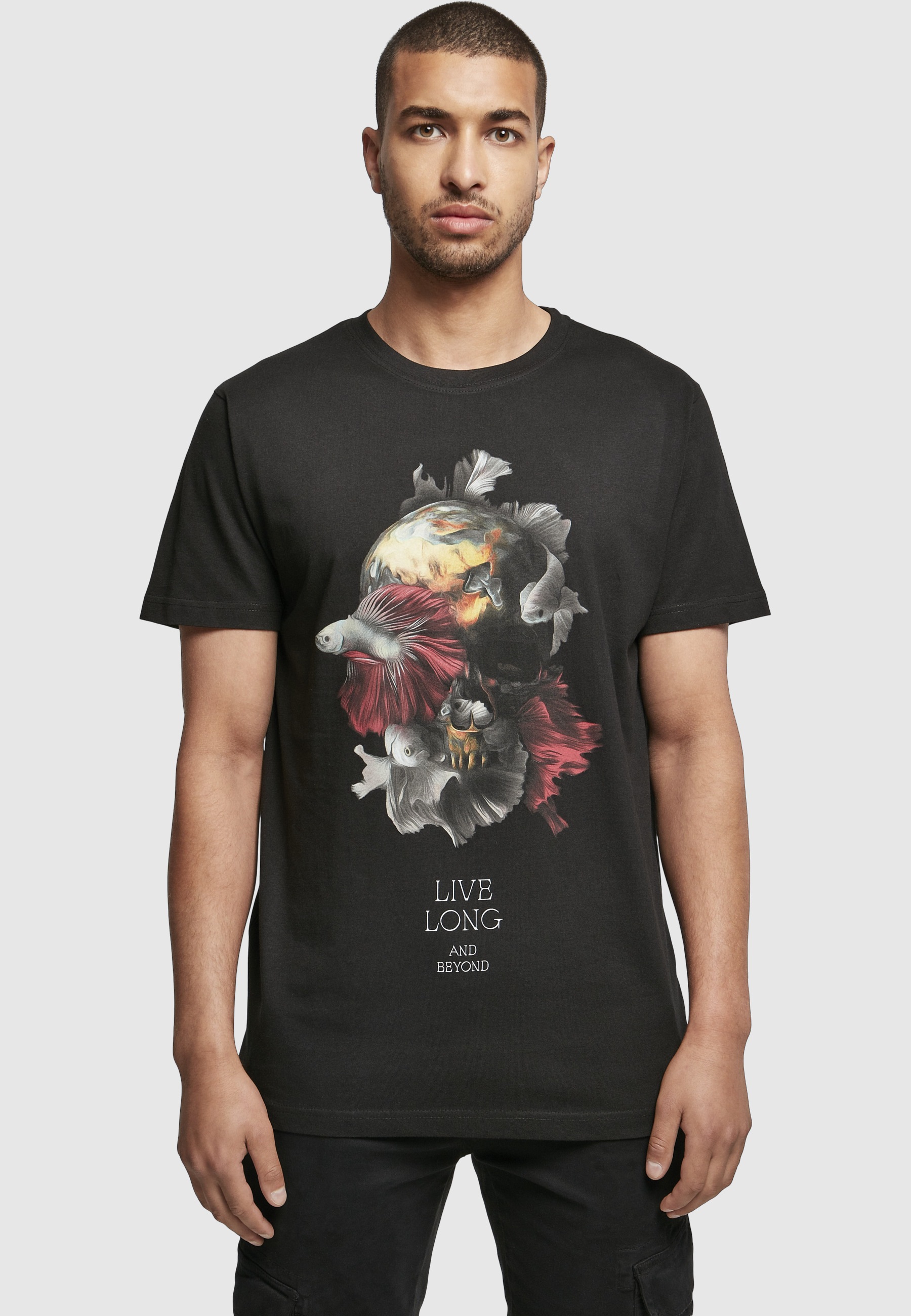MisterTee T-Shirt »MisterTee Herren Skull Fish Tee« 1 Stk.