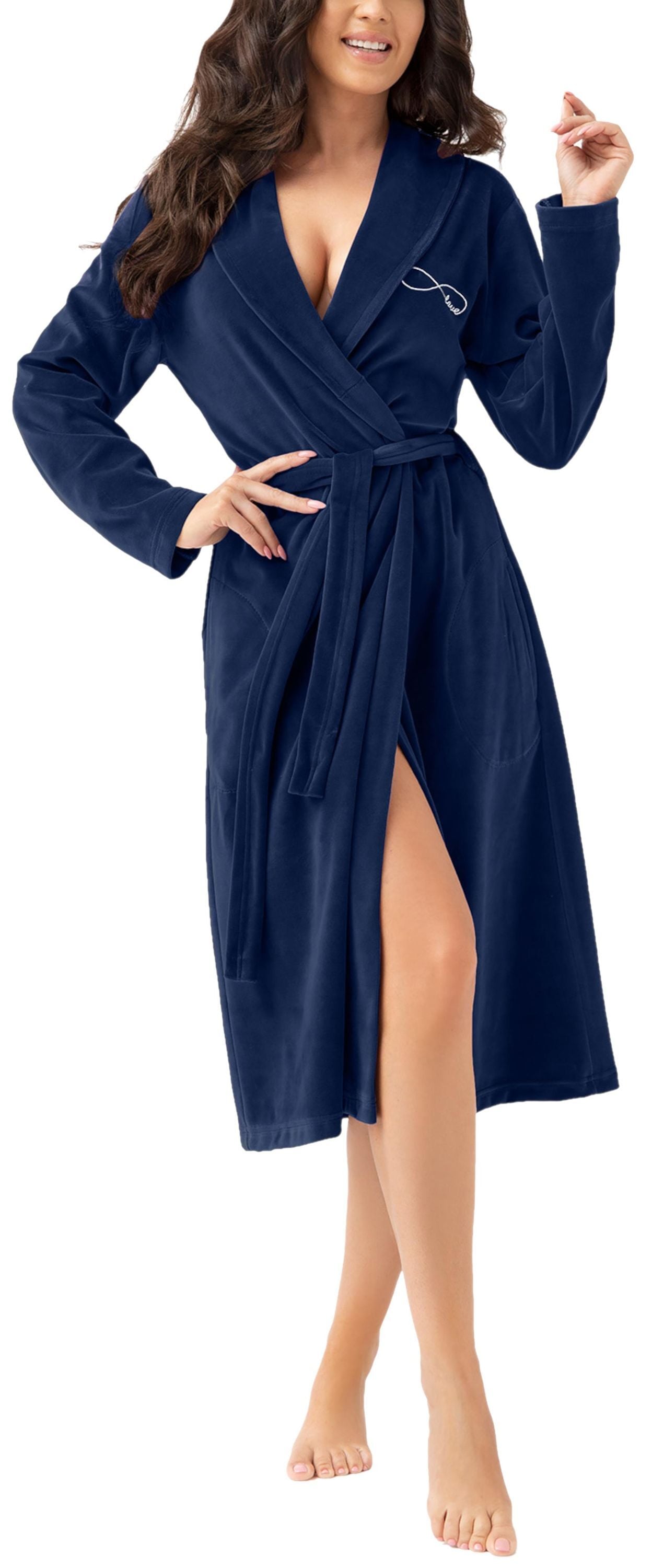 AQUARTI Damenbademantel "Bademantel Bamen Bademantel mit Schalkragen aus Ve günstig online kaufen