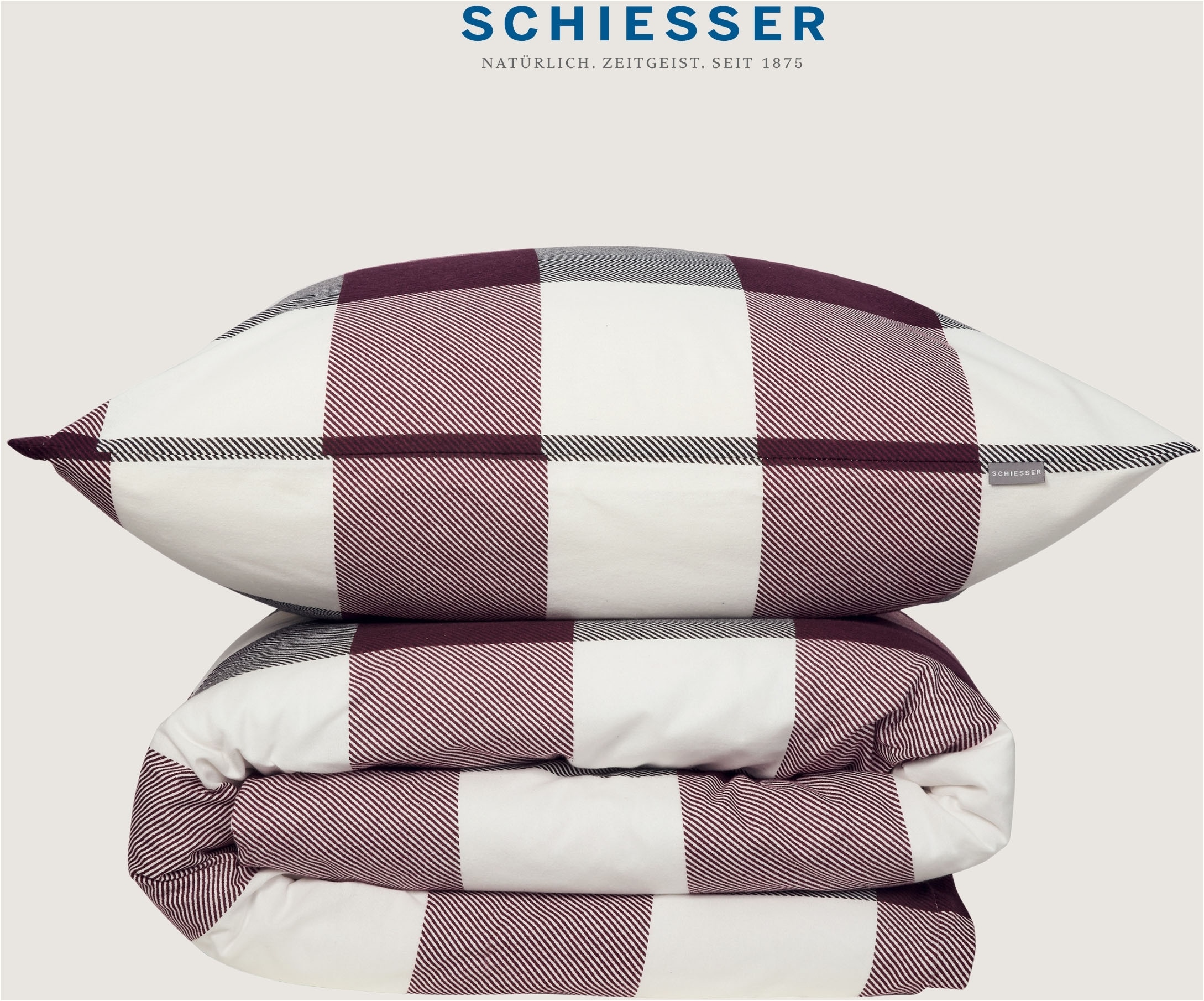 Schiesser Bettwäsche »Alice aus weichem Baumwollflanell mit schlichtem Karo«, Made in Green