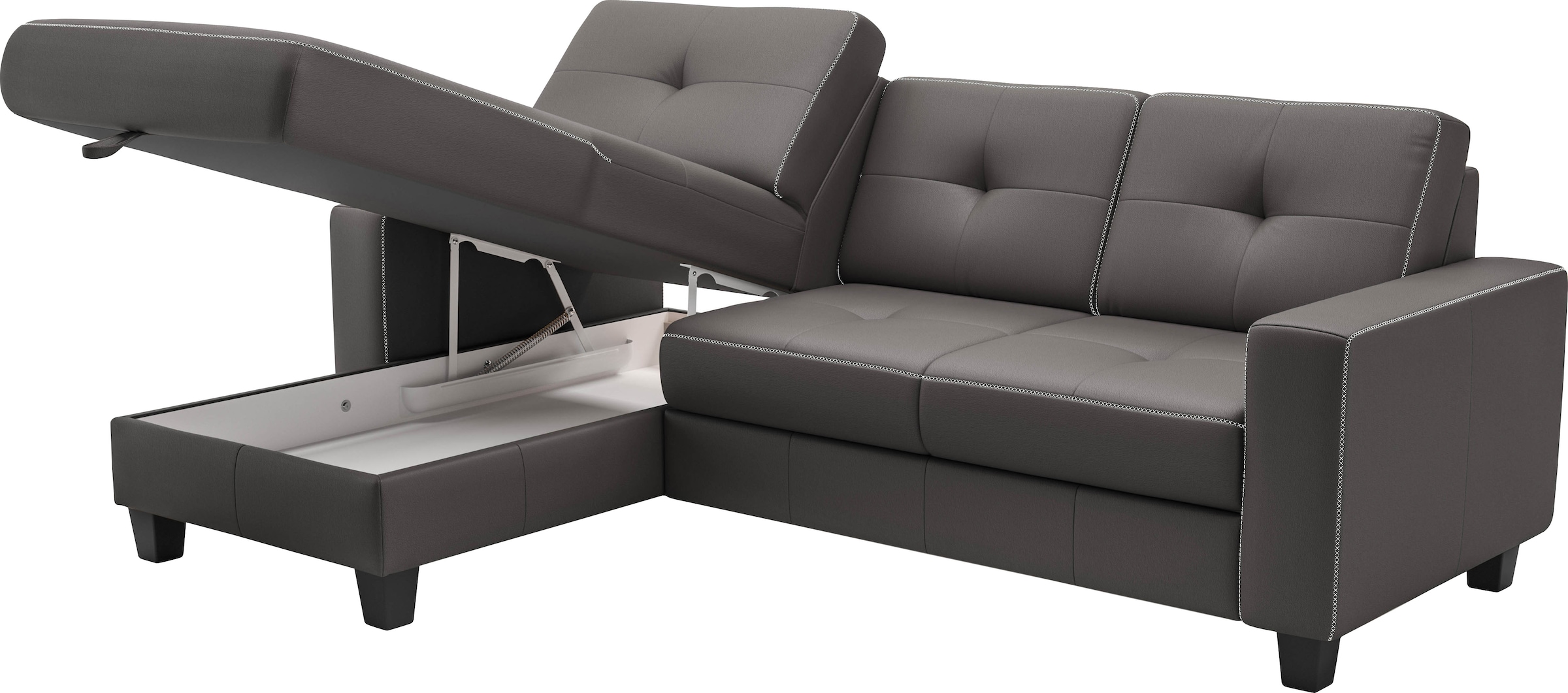 Places of Style Ecksofa »Varese«, wahlweise mit Bettfunktion und Bettkasten