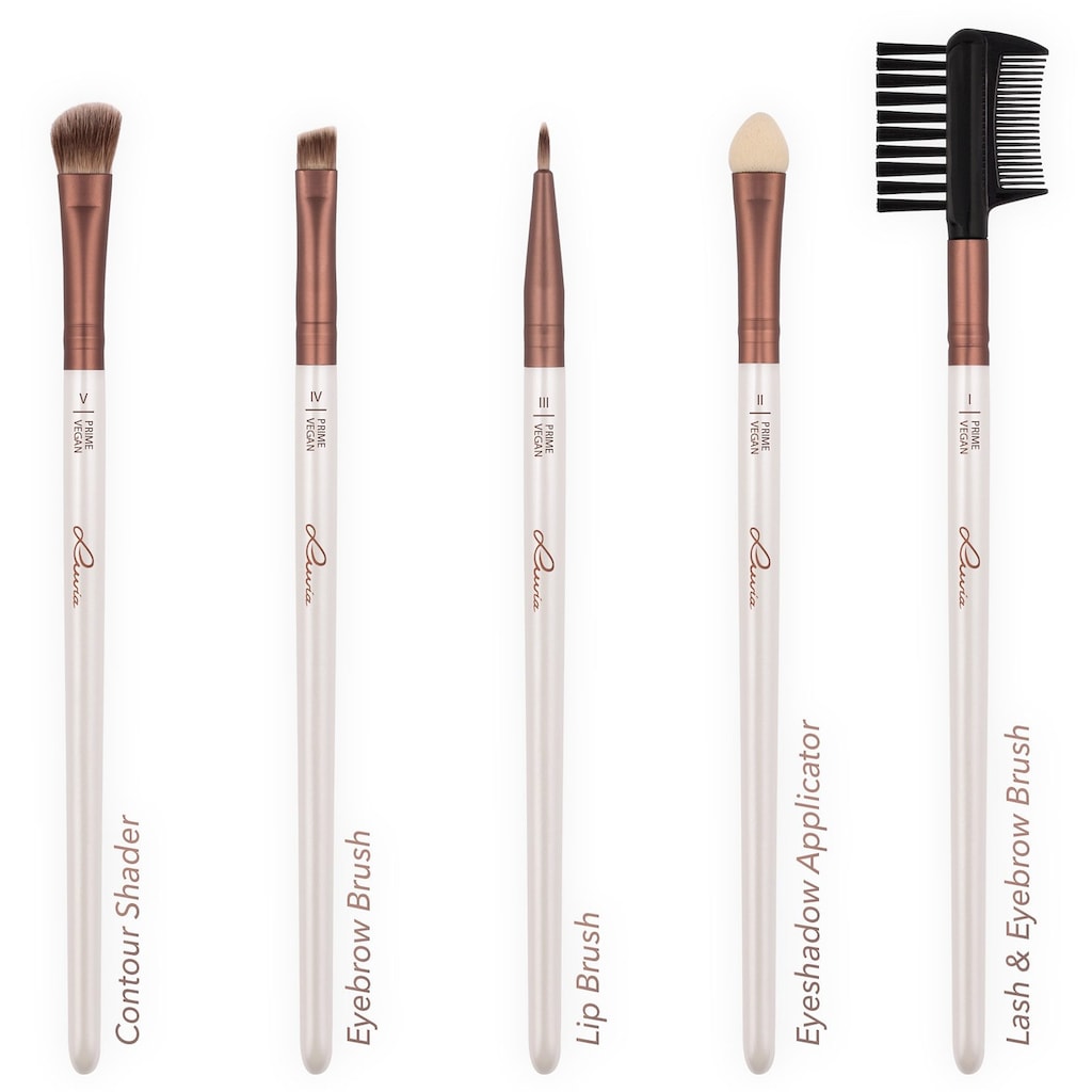 Luvia Cosmetics Kosmetikpinsel-Set »Prime Vegan«, (15 tlg., inkl. Pinselhalter)