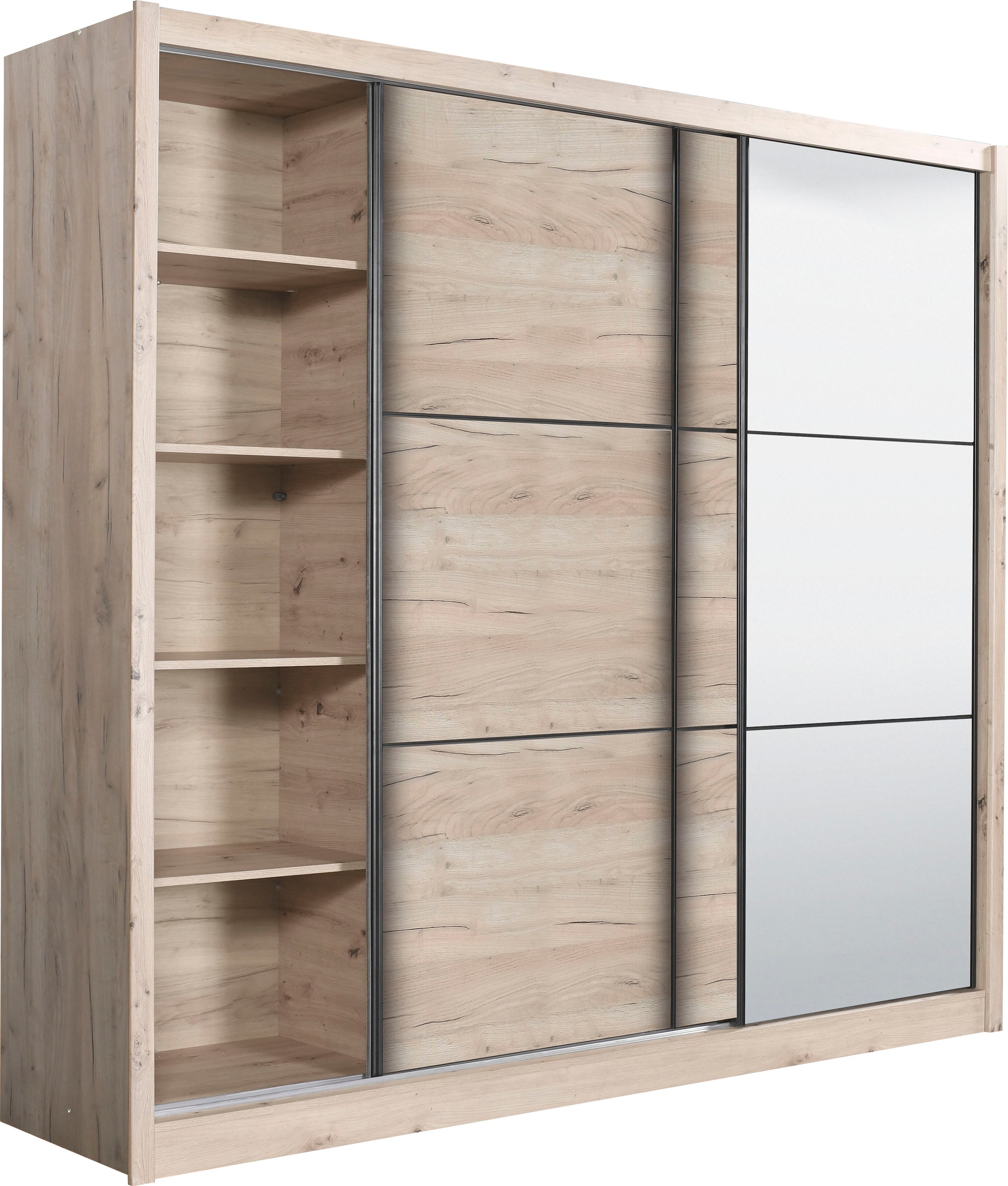 INOSIGN Schwebetürenschrank »Navara Kleiderschrank mit Spiegel Wäscheschrank Garderobe«, mit großzügiger Innenausstattung, FSC®-zertifiziert, in 3 Breiten