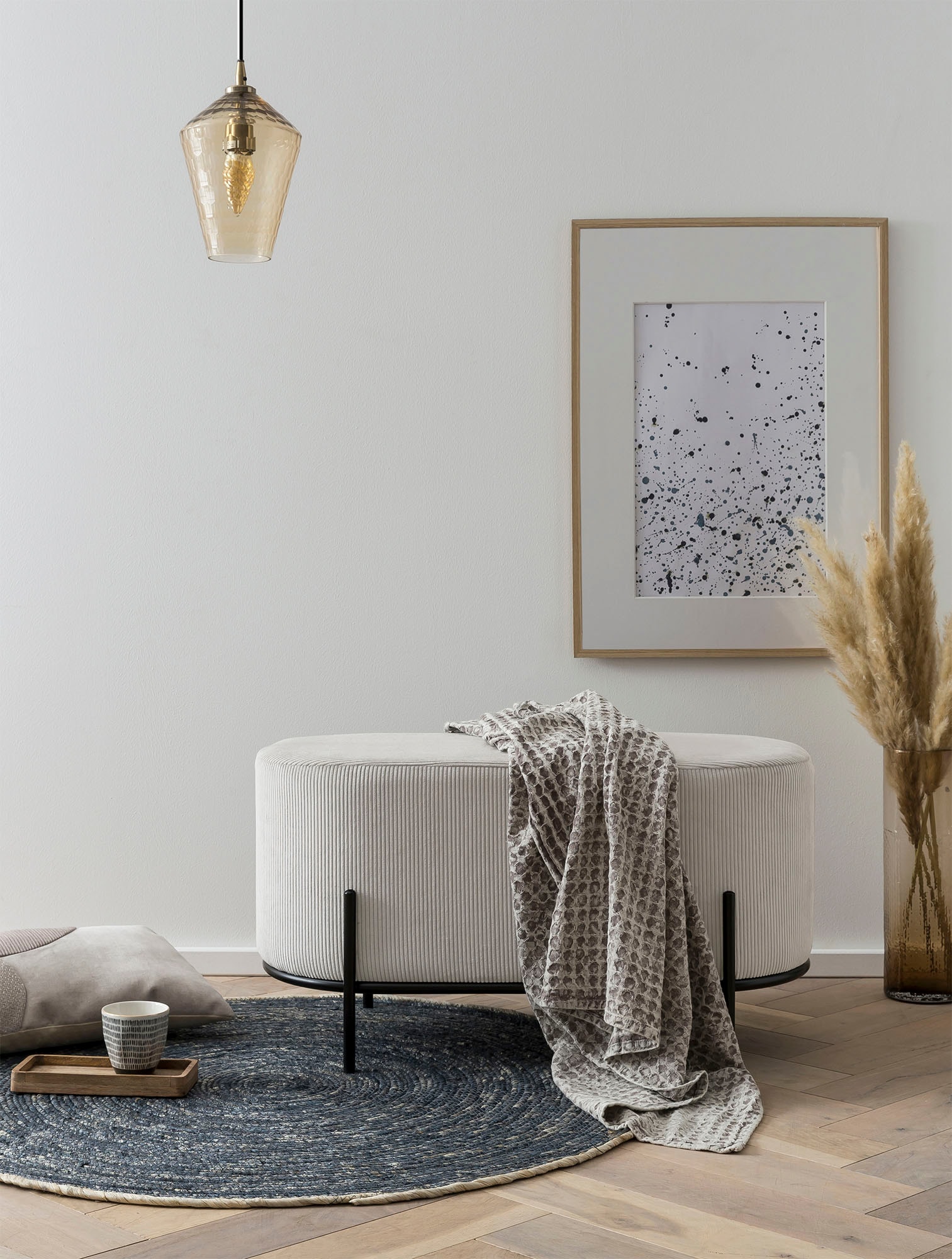 SalesFever Polsterhocker "Komfortabler Polsterhocker", mit Design-Gestell a günstig online kaufen
