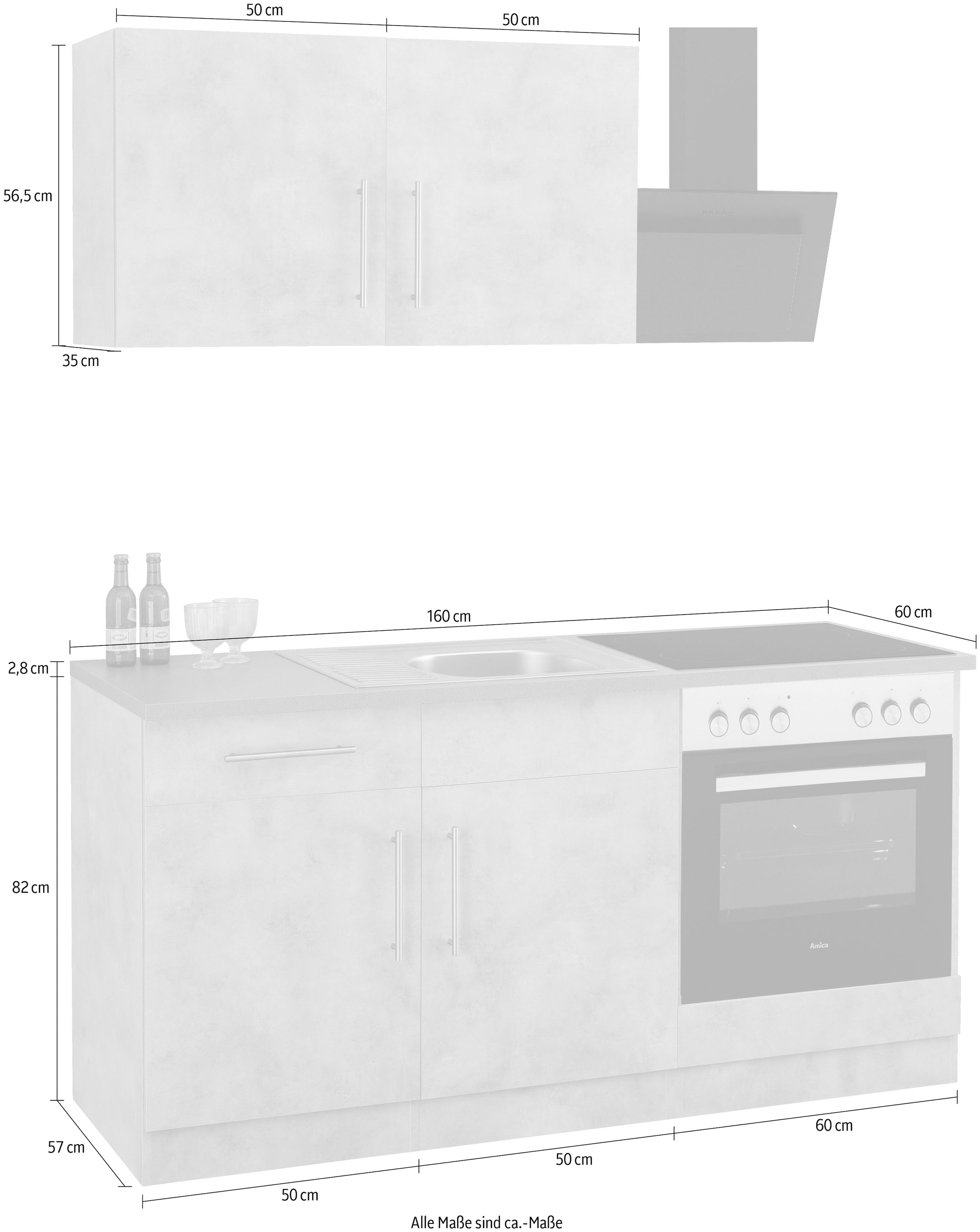 wahlweise Küche Breite | mit BAUR wiho kaufen »Cali«, E-Geräten, 160 cm Küchen