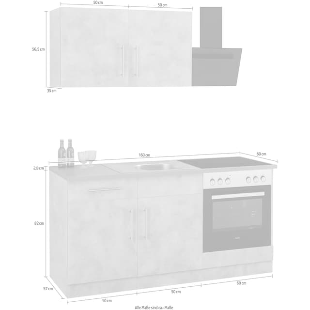wiho Küchen Küche »Cali«, wahlweise mit E-Geräten, Breite 160 cm kaufen |  BAUR