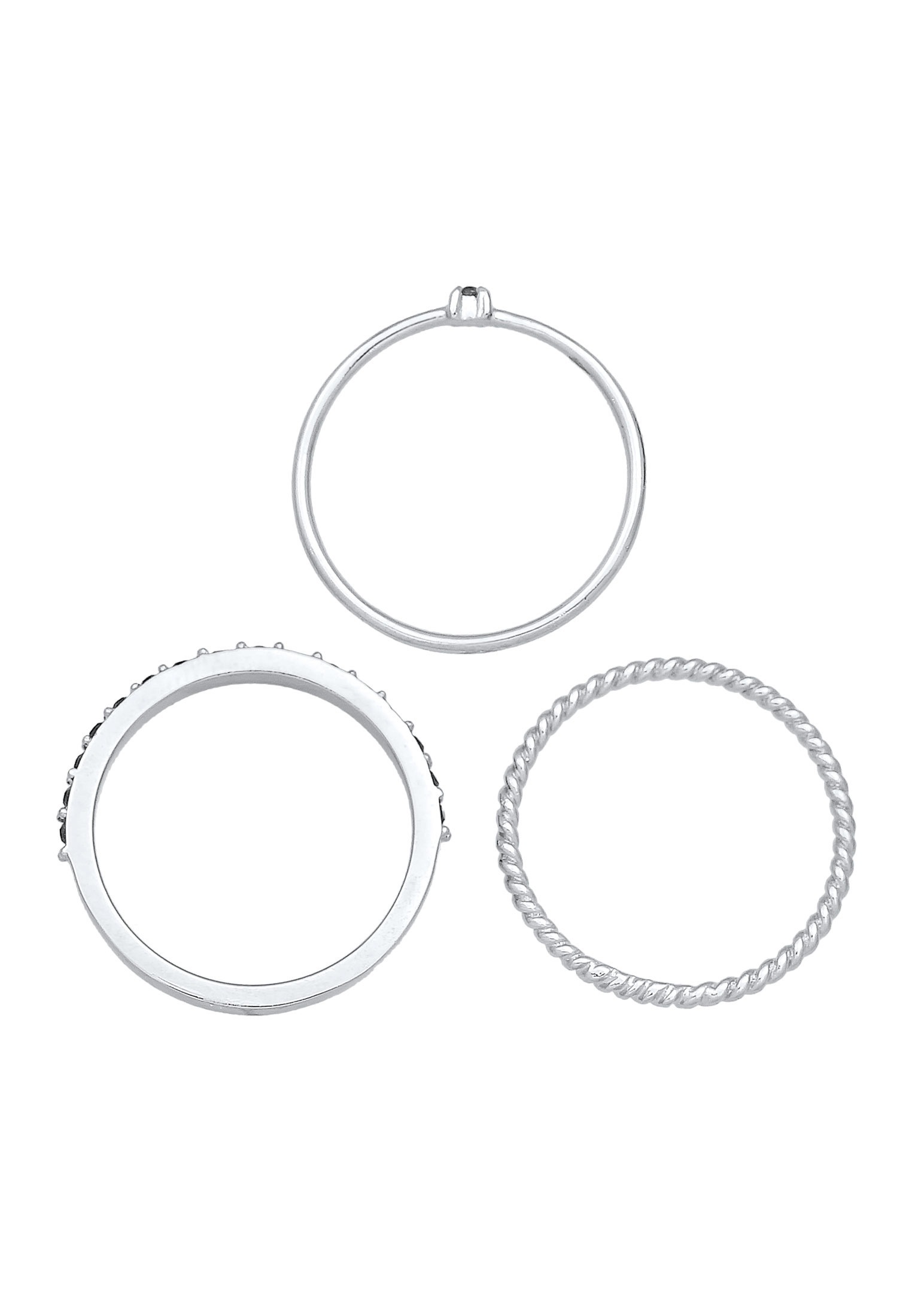 Solitärring ELLI "Stapelring 3er Set 925 Silber, mit Kristallen von Swarovski" Gr. 66, silber, Fingerringe, Damen, 66mm,mit Steinen, Silber 925 (Sterlingsilber) 2