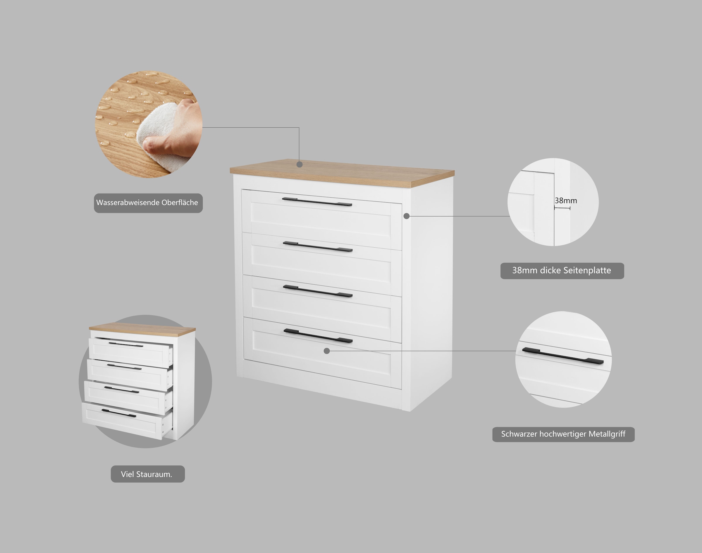 OTTO home Schubkastenkommode »Büsum Schlafzimmer Schrank Wäscheschrank«