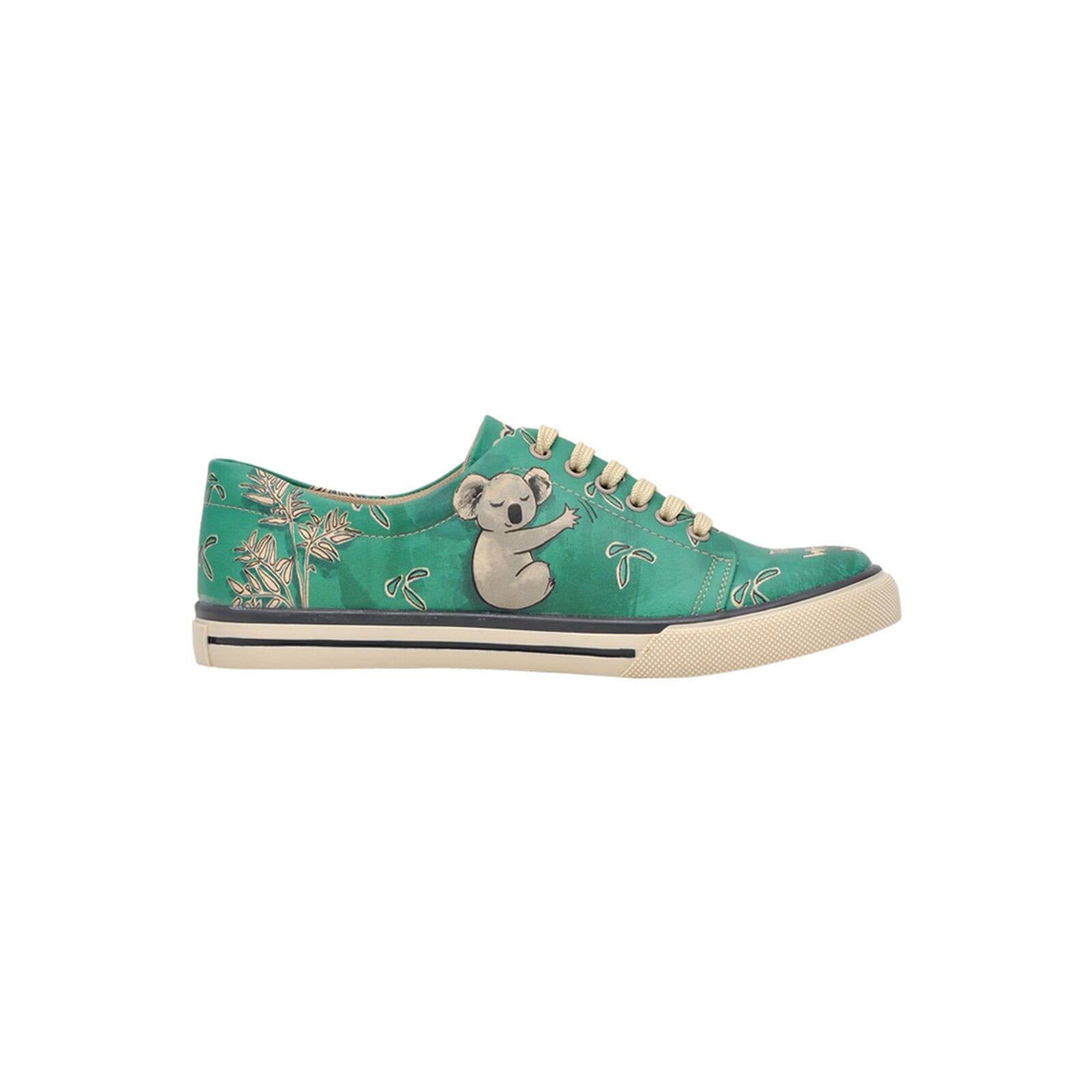 Sneaker DOGO "Classic Schnürsneaker A Pair Of Doves Damen Sneaker", Damen, Gr. 38, Normalschaft, grün (grün, grau), Lederimitat, Schuhe Sneaker, Handgefertigt 2