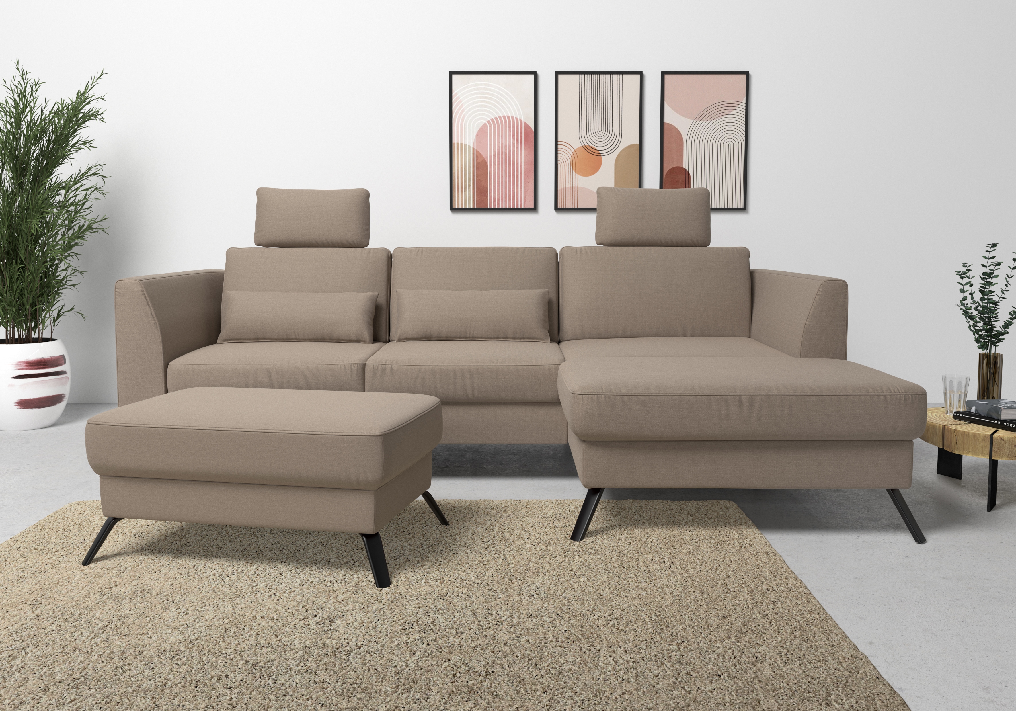 sit&more Ecksofa "Olsen L-Form" inklusive Sitztiefenverstellung, optional Schlaffunktion, 15cm hoch