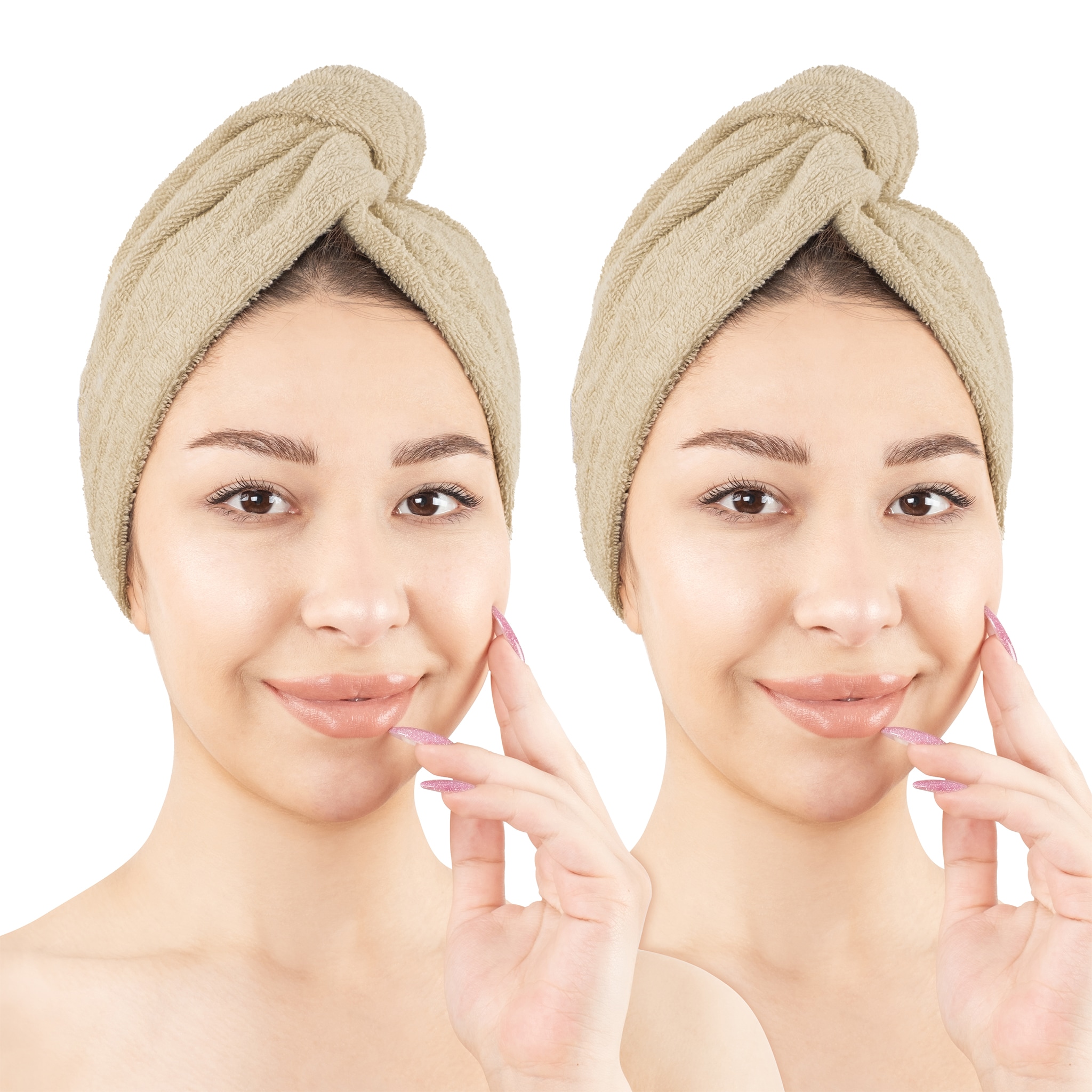 HAMMETEX Turban-Handtuch "2er Set Haarturban Damen, 100% Baumwolle, Flauschig & Schnelltrocknend" Uni-Farben, weich