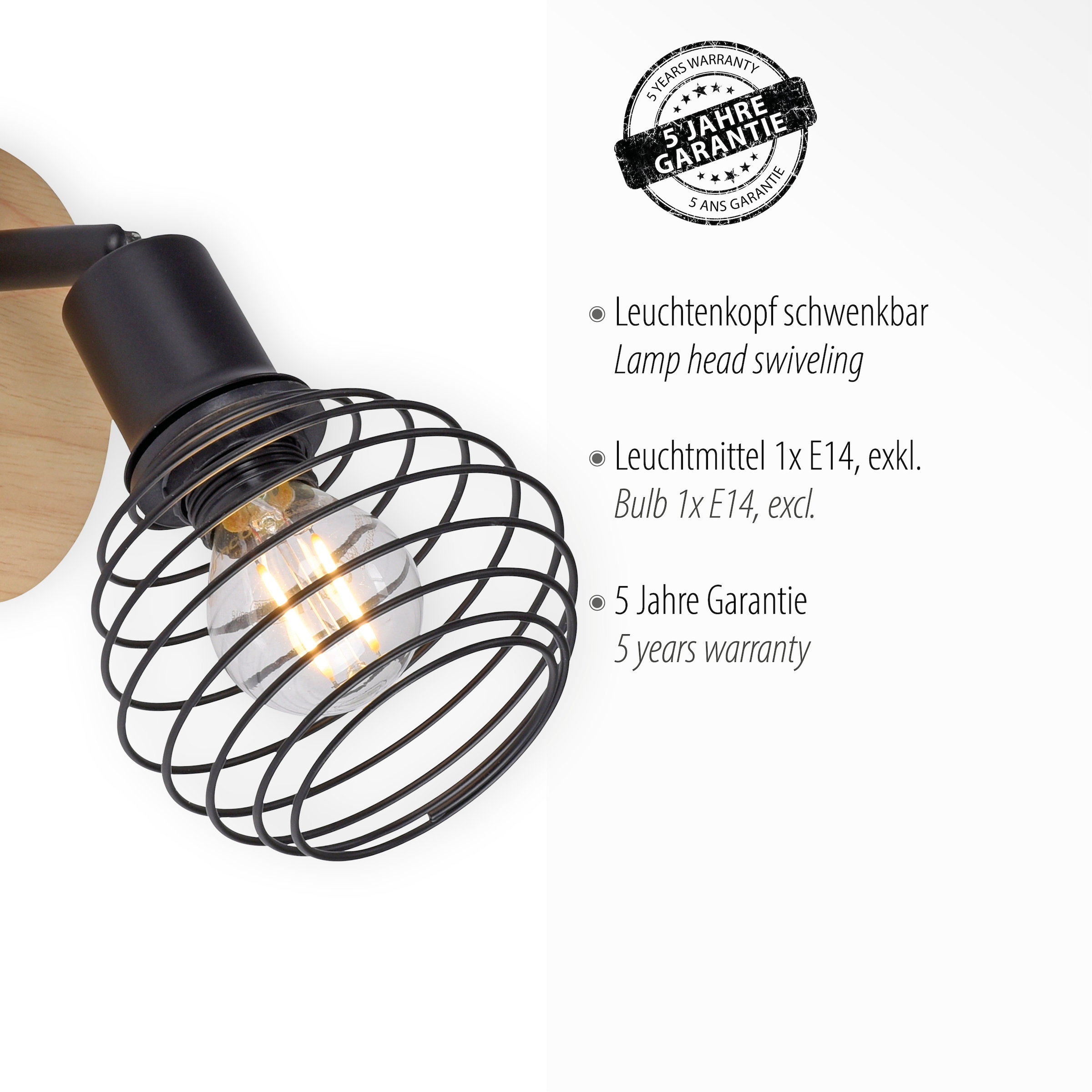 JUST LIGHT Wandleuchte »EUGEN«, 1 flammig, Leuchtmittel E14 | ohne Leuchtmittel, ExklusiveE14