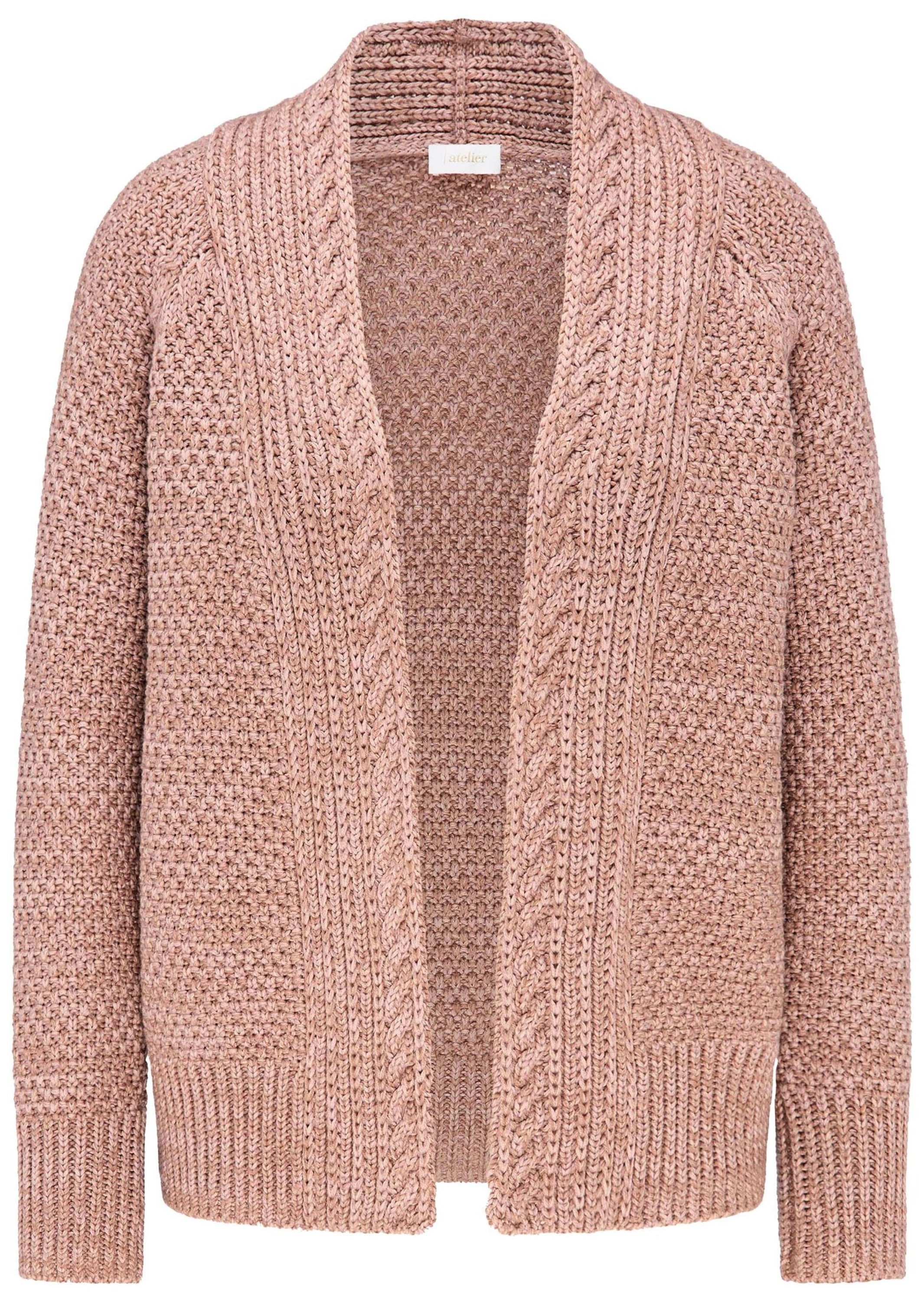 GOLDNER Strickjacke "Kurzgröße Elegante Grobstrickjacke, Zopfmuster" Ohne