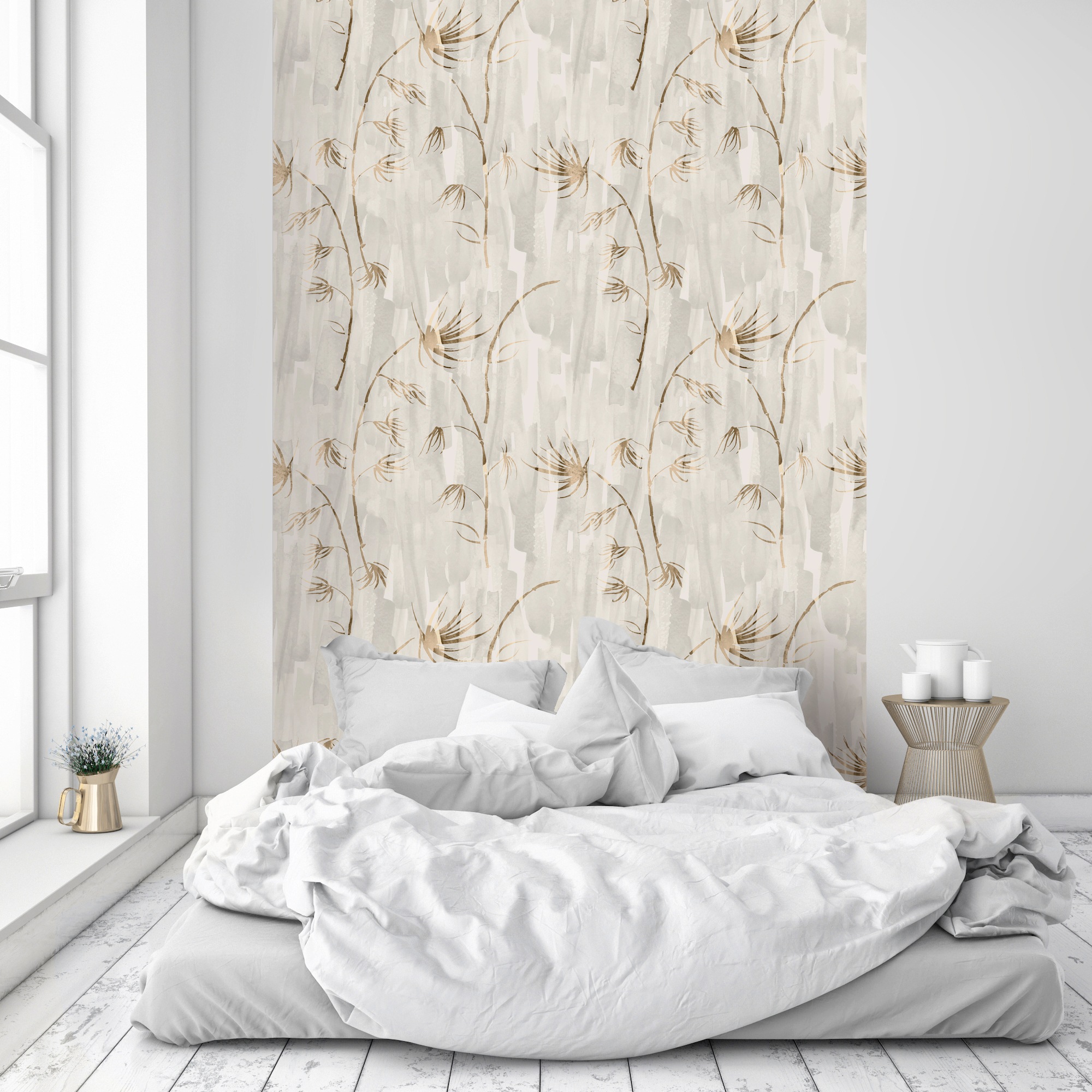 queence Vinyltapete »Kalila«, bedruckt-Motiv-botanisch-floral-gemustert-natürlich, 90x250cm, selbstklebend, kinderleichte Anbringung, Sticker