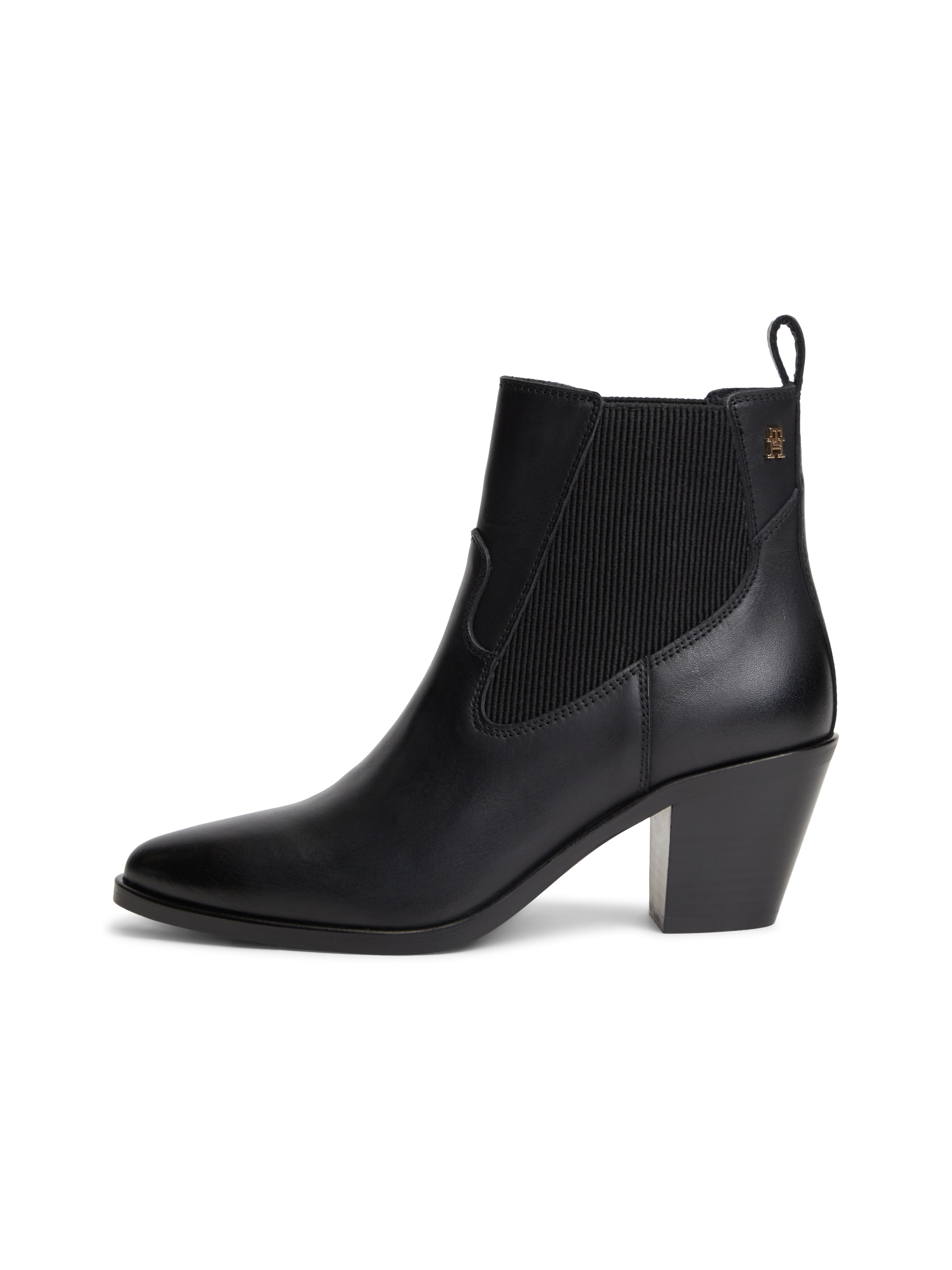 Tommy Hilfiger Chelseaboots »LEATHER WESTERN CHELSEA BOOT«  Trichterabsatz, Westernboots, Cowboystiefelette mit TH-Logoemblem