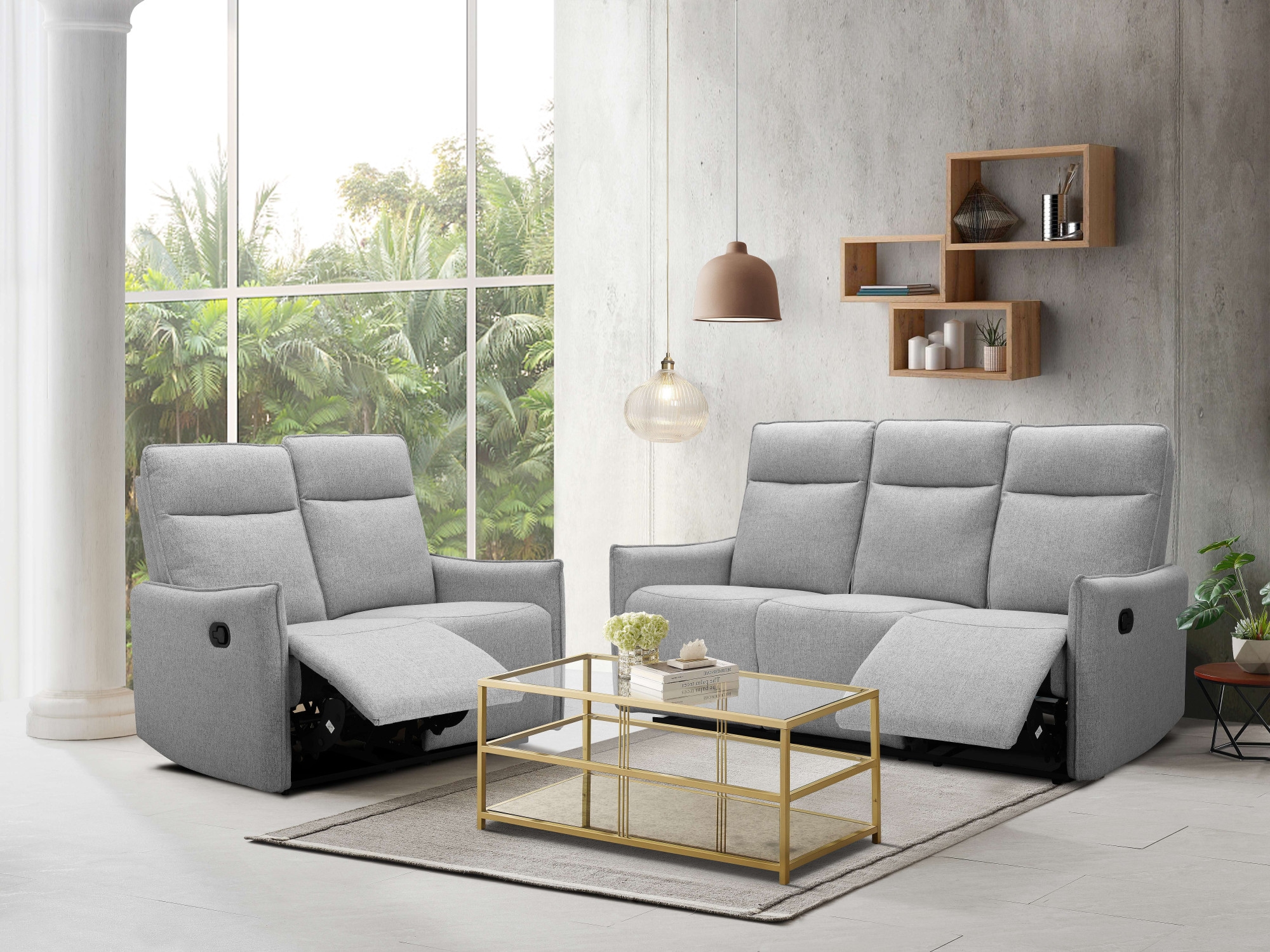 Dorel Home 2-Sitzer »Lugo, Kinosofa mit Reclinerfunktion in Kunstleder und Webstoff«, mit manueller Relaxfunktion in beiden Sitzen