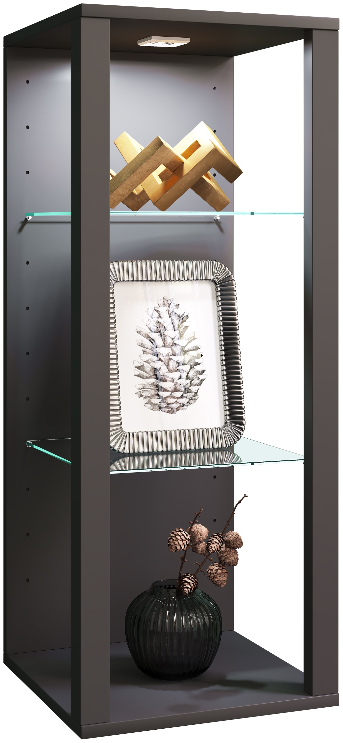 VCM Wandregal "Holz Glas Wandvitrine Wandregal Glasol MW" 1 Stk. tlg.