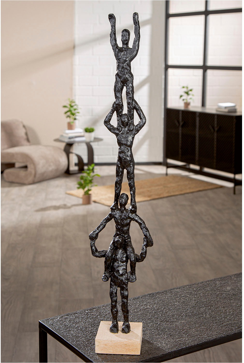 GILDE Dekofigur "Skulptur Person Teamspirit schwarz H. 68,5 cm" günstig online kaufen