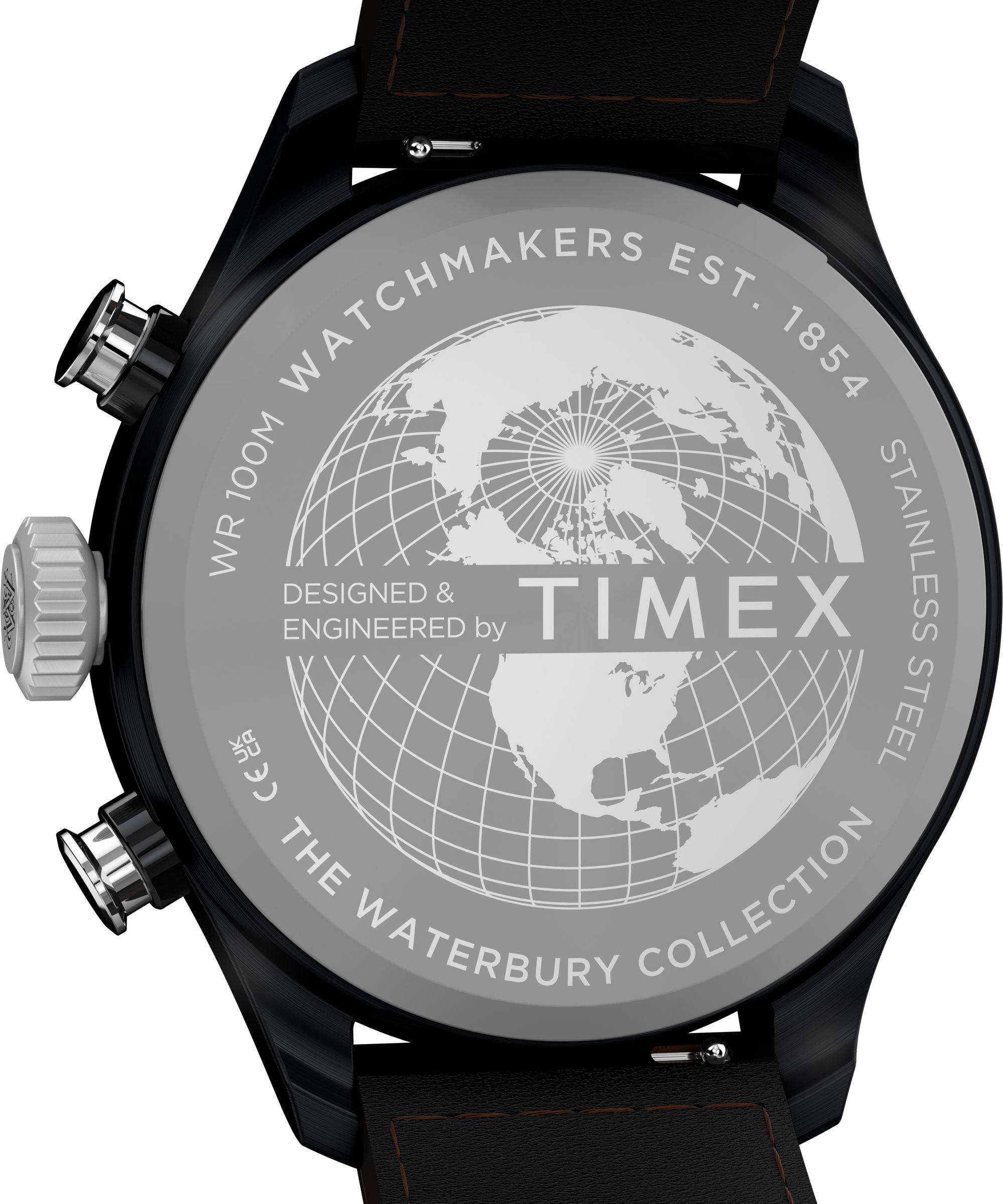 Timex Quarzuhr »Waterbury Ace Fly-Back Chronograph« Armbanduhr, Herrenuhr, Lederarmband, analog, Beleuchtung