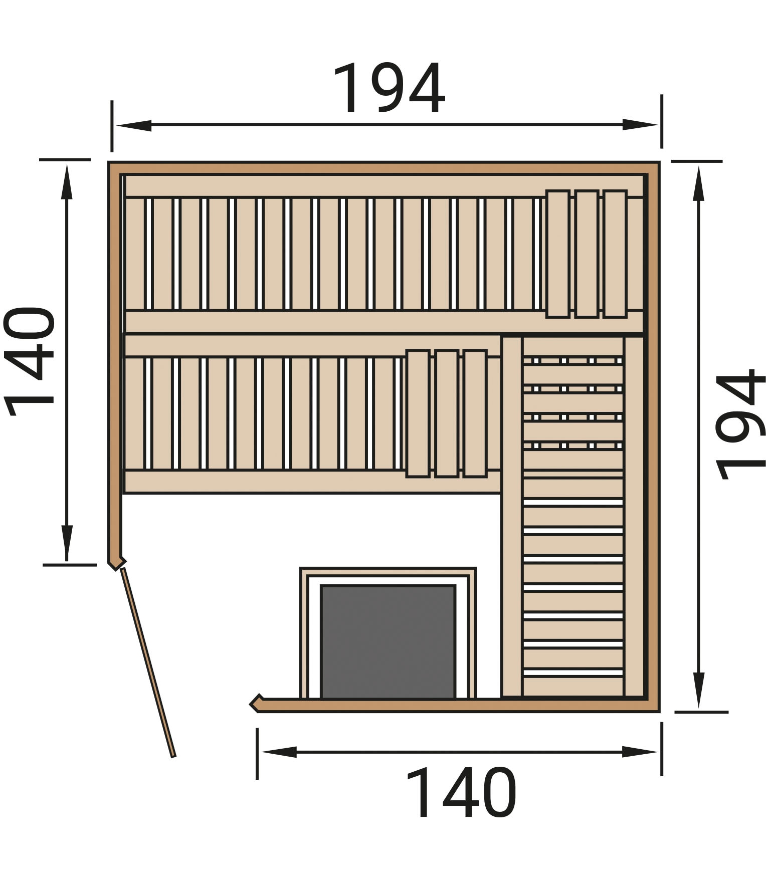 weka Sauna »Element-Ecksauna VARBERG 3«, vorgefertigte Elemente, moderne Ganzglastür