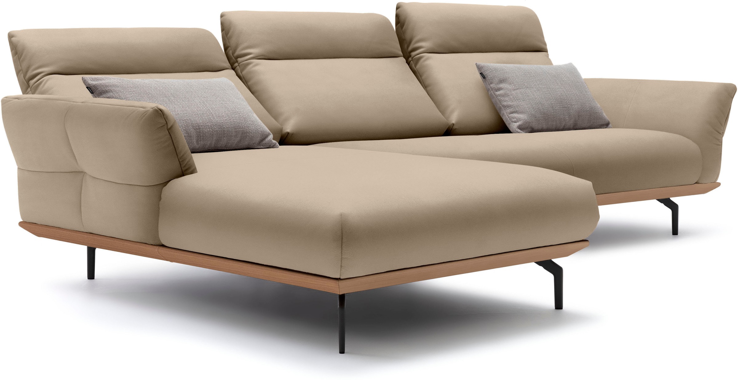 Creation BY ROLF BENZ Ecksofa »CR.460«, Sockel in Eiche, Alugussfüße in umbragrau, Breite 298 cm