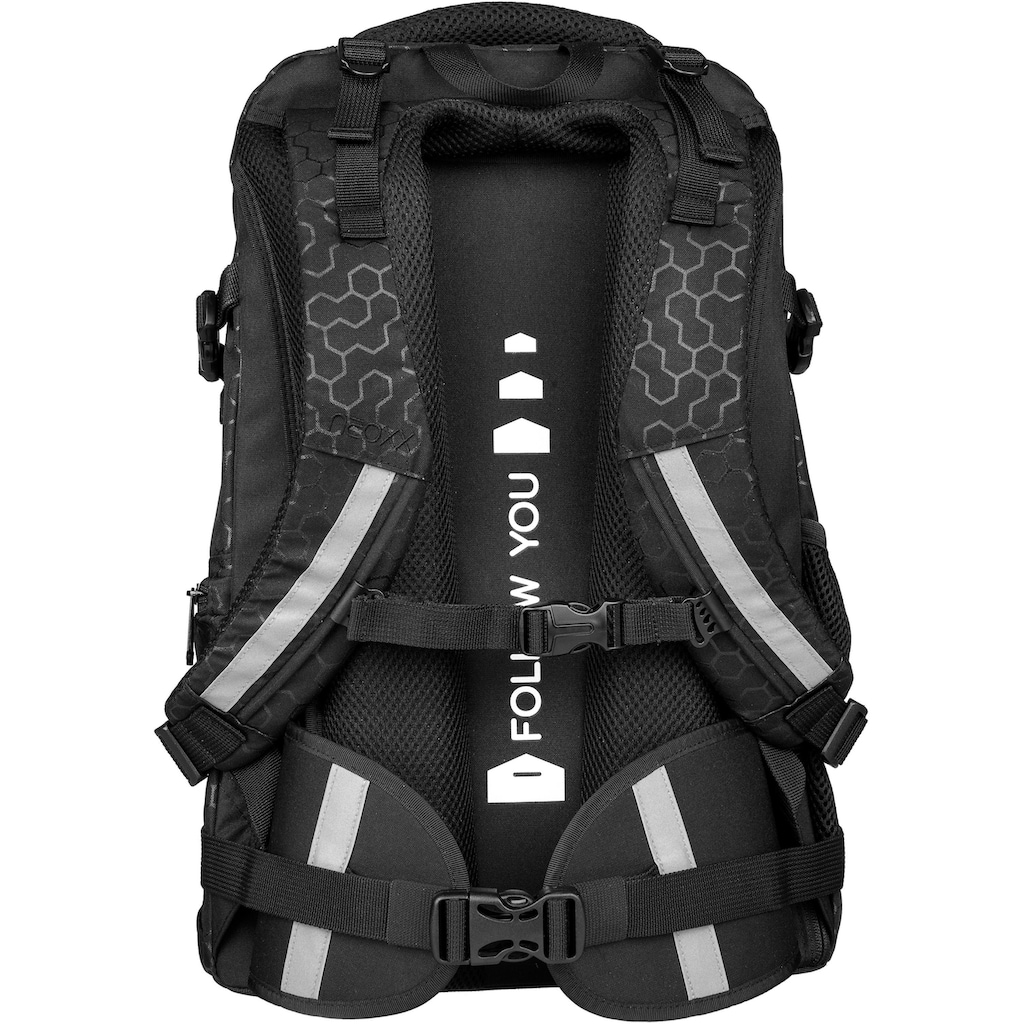 neoxx Schulrucksack »Active, Lost in black«, reflektierende Details