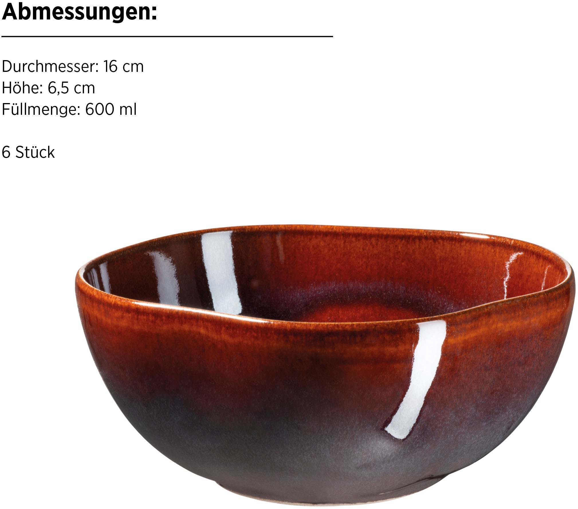 MÄSER Schüssel »Cordelia, Schüssel Set, aus Steinzeug, Ø 16 cm«, 6 tlg., aus Steinzeug