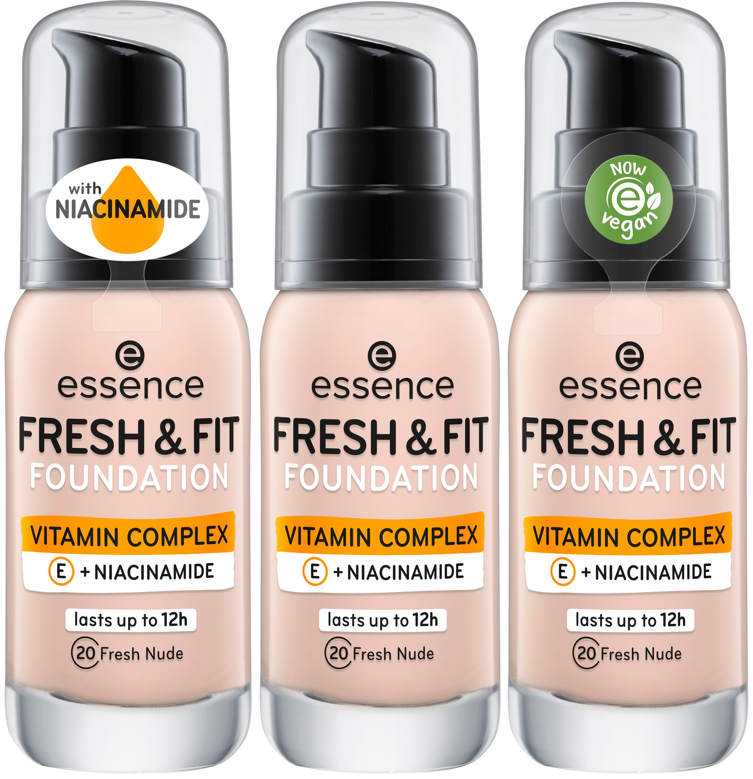 Essence Foundation »FRESH & FIT FOUNDATION«, (Set, 3 tlg.)