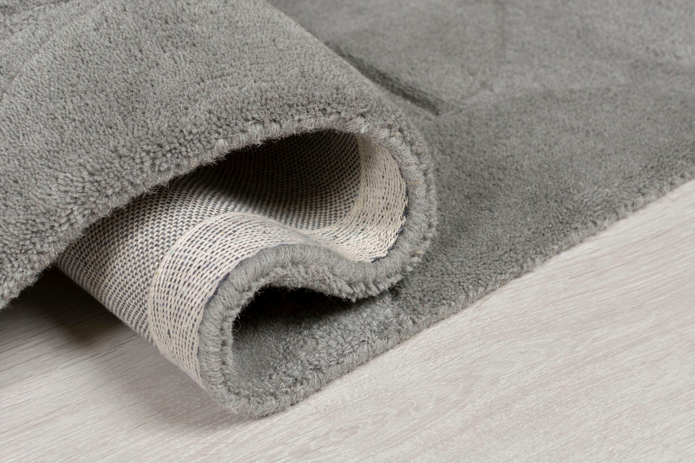 Wollteppich FLAIR RUGS "GIGI", grau, B:200cm H:8mm L:290cm, Wolle, Teppiche, aus 100% Wolle, geometrisches Design, fußbodenheizungsgeeignet 2
