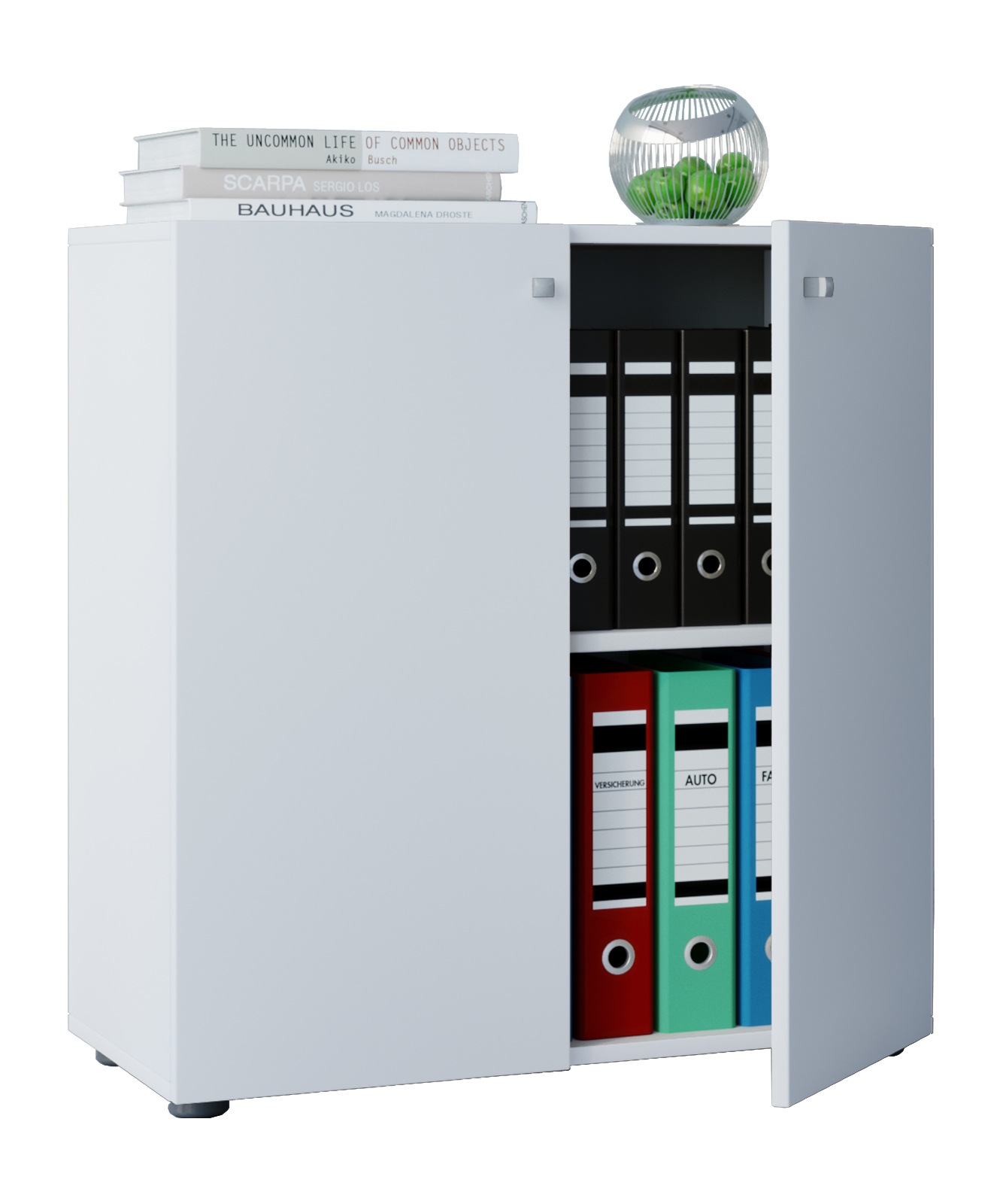 Aktenschrank VCM, B:70cm T:40cmweiß, Obermaterial: 100% Holz Wood., Büro, Schränke, "Büroschrank Bücher Ordner Aktenschrank Lona 2fach"