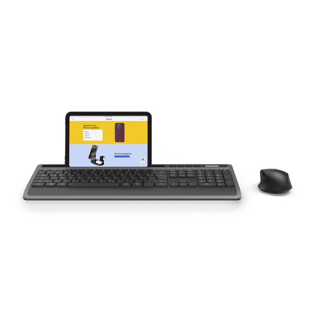 Hama Tastatur- und Maus-Set »Multi Device Tastatur- und Maus Set, Verbindung per Funk und Bluetooth«, kabellos, Layout QWERTZ DE, Wireless, ergonomische Form, Office