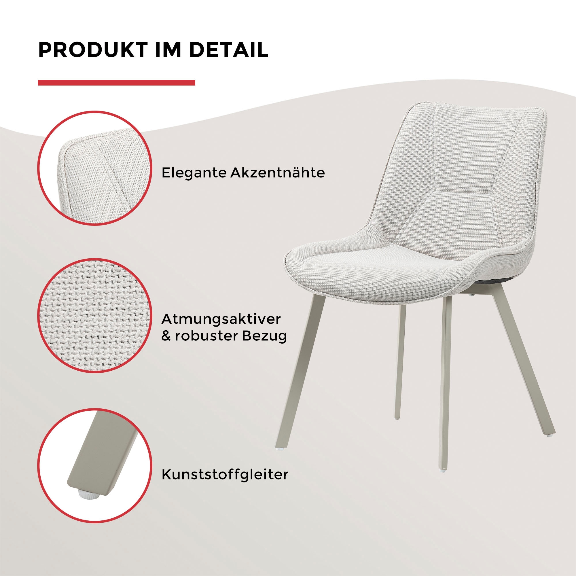 Duo Collection Esszimmerstuhl »Mila« (Set) 4 Stk.mit hellem Gestell in kaschmir Farbe