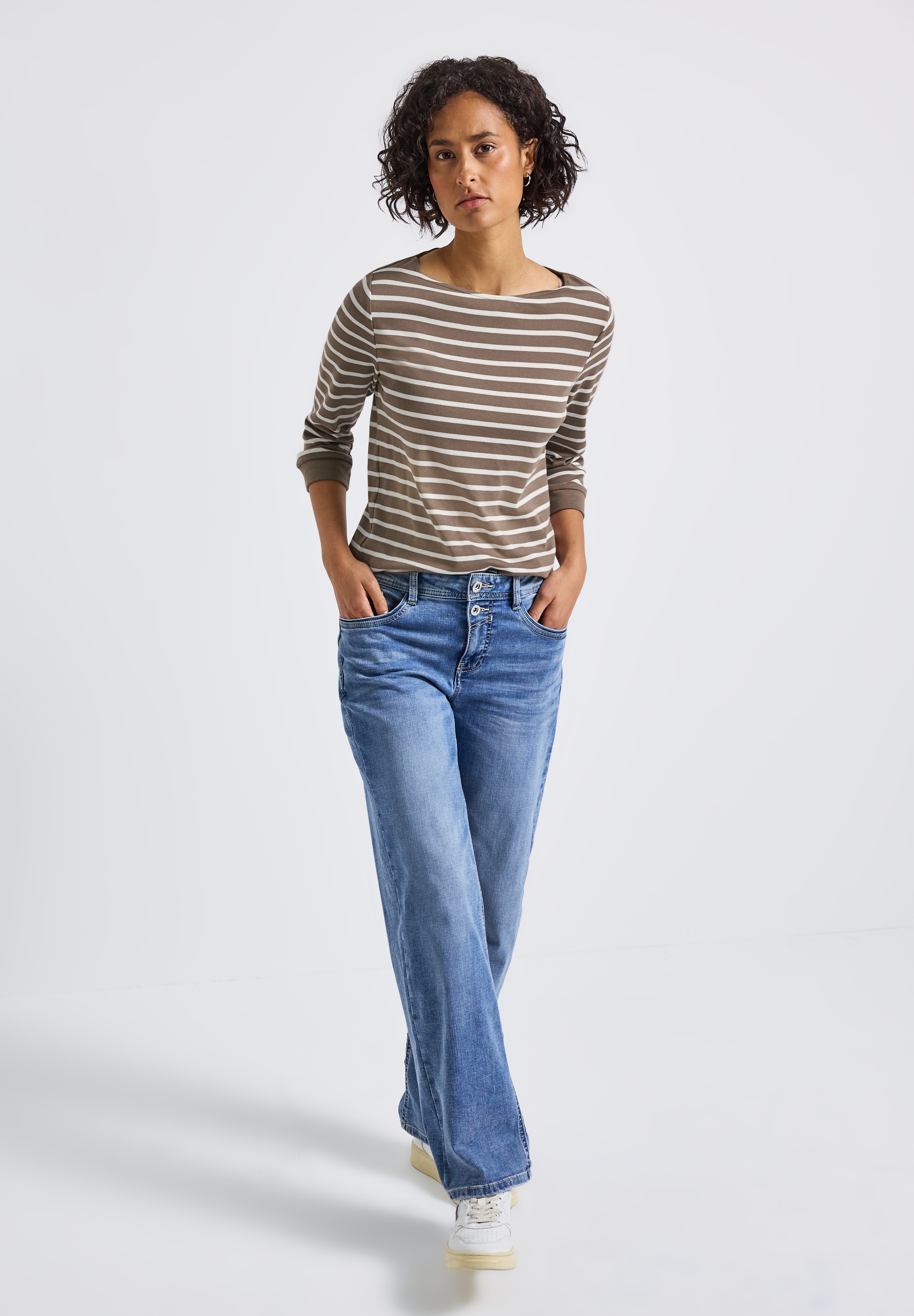 STREET ONE 3/4-Arm-Shirt »LTD QR Basic«, Sommershirt im Ringel-Streifen-Look