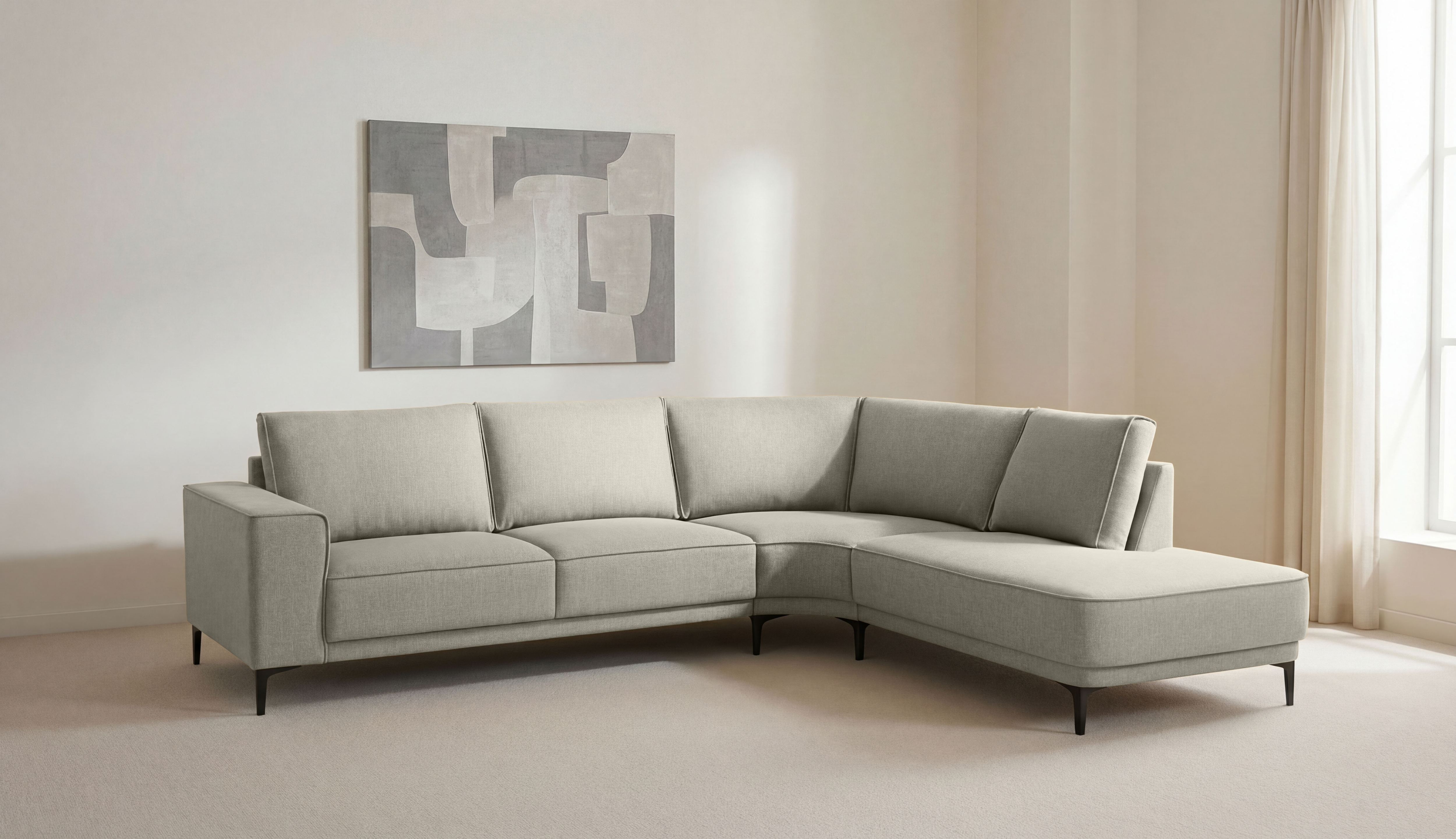 OTTO home Ecksofa "Casina" mit abgerundeter Ottomane, in einem weichen Chenille-Stoff