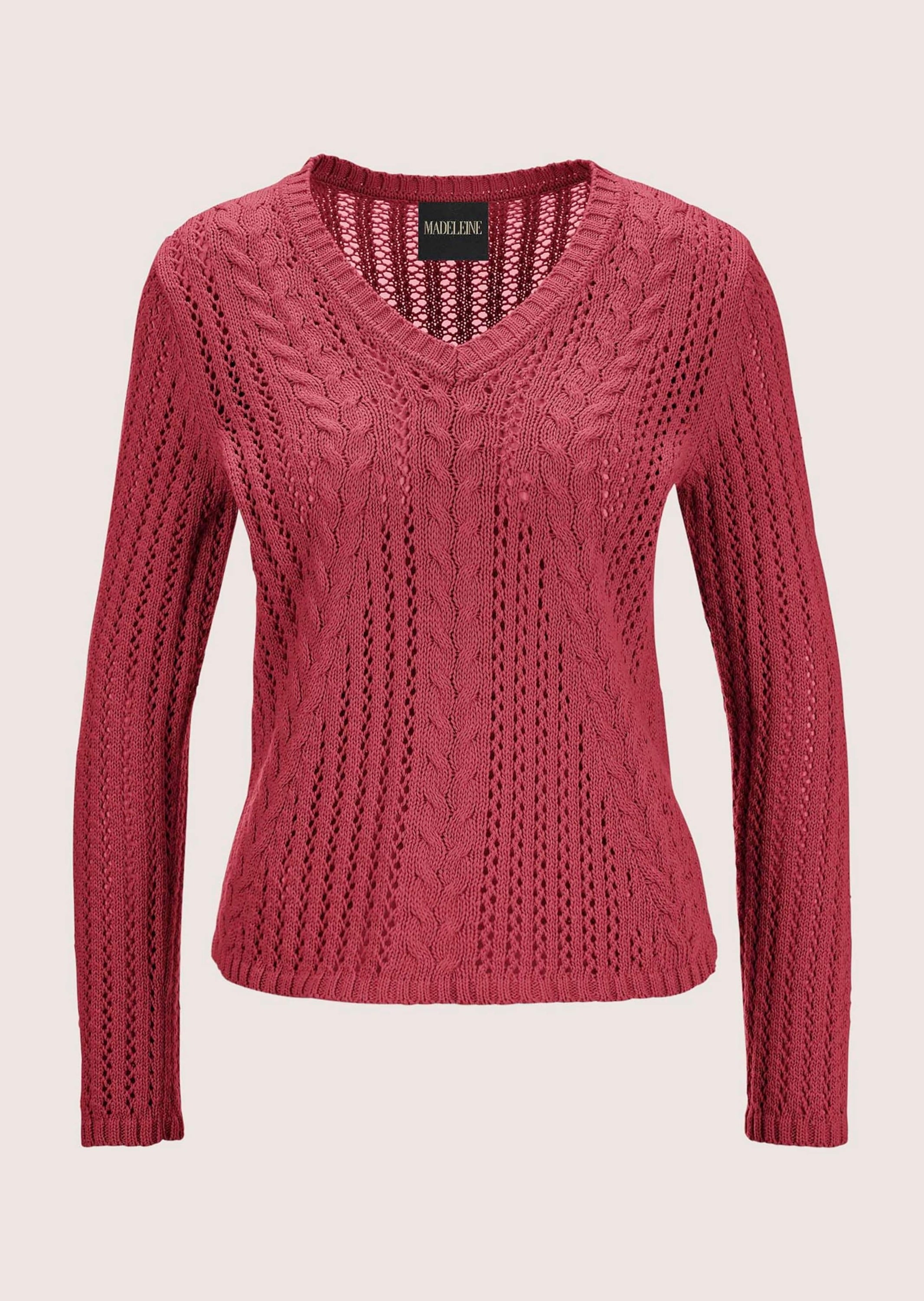 MADELEINE Longpullover "Pullover Warmer Strickpullover mit Zopf, Ajour"
