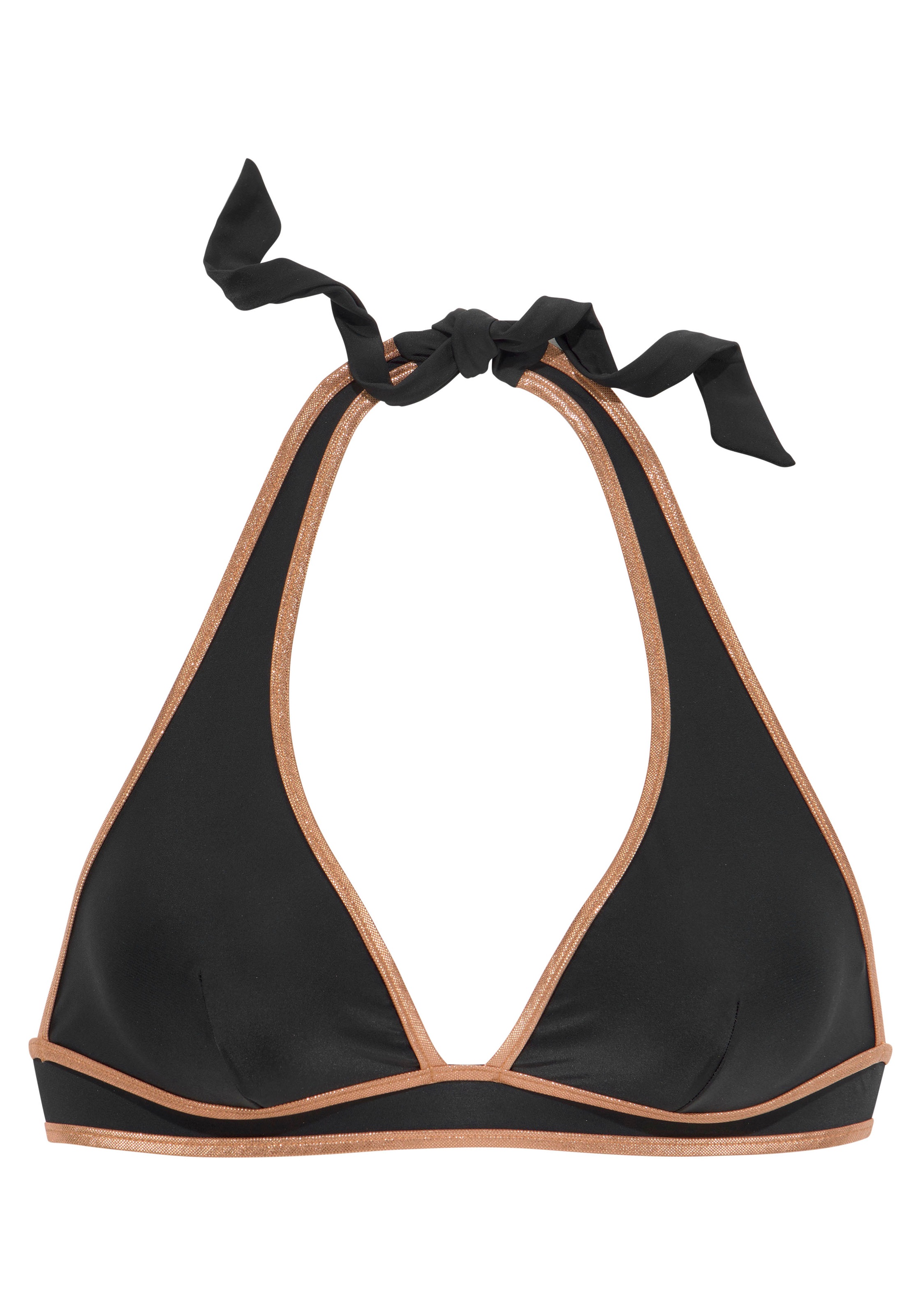 Bruno Banani Triangel-Bikini-Top "Milano" mit kupferfarbener Paspel günstig online kaufen
