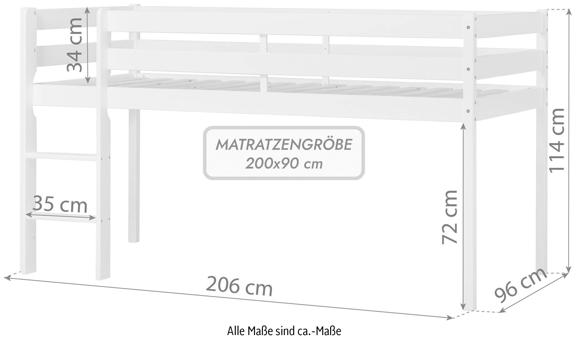 Hoppekids Spielbett »ECO COMFORT, Hochbett, in 2 Einzelbetten teilbar«, Höhe 72cm, Farbe & Größe & Matratze