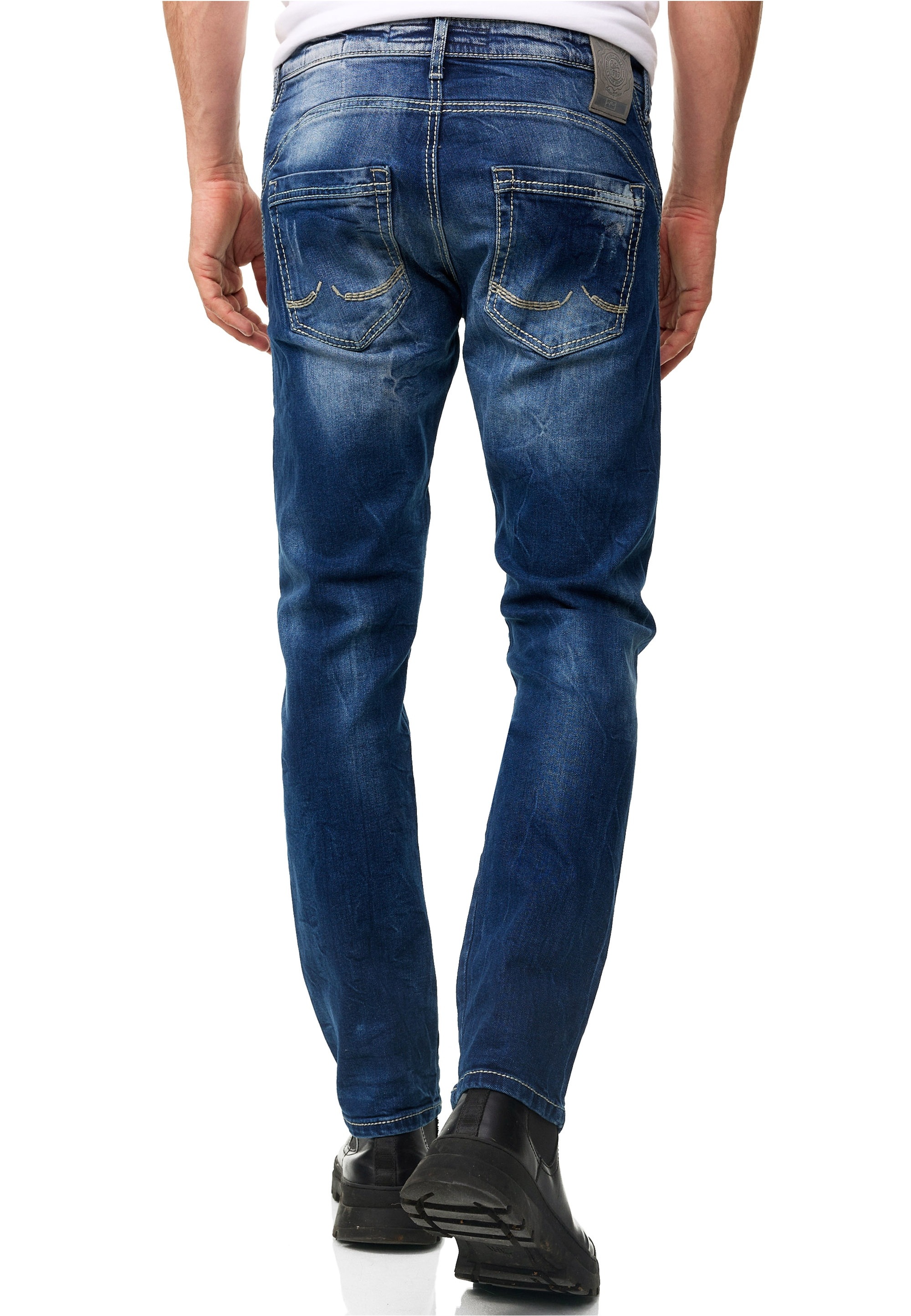 Rusty Neal Straight-Jeans »YAMATO«, mit farblich abgesetzten Nähten