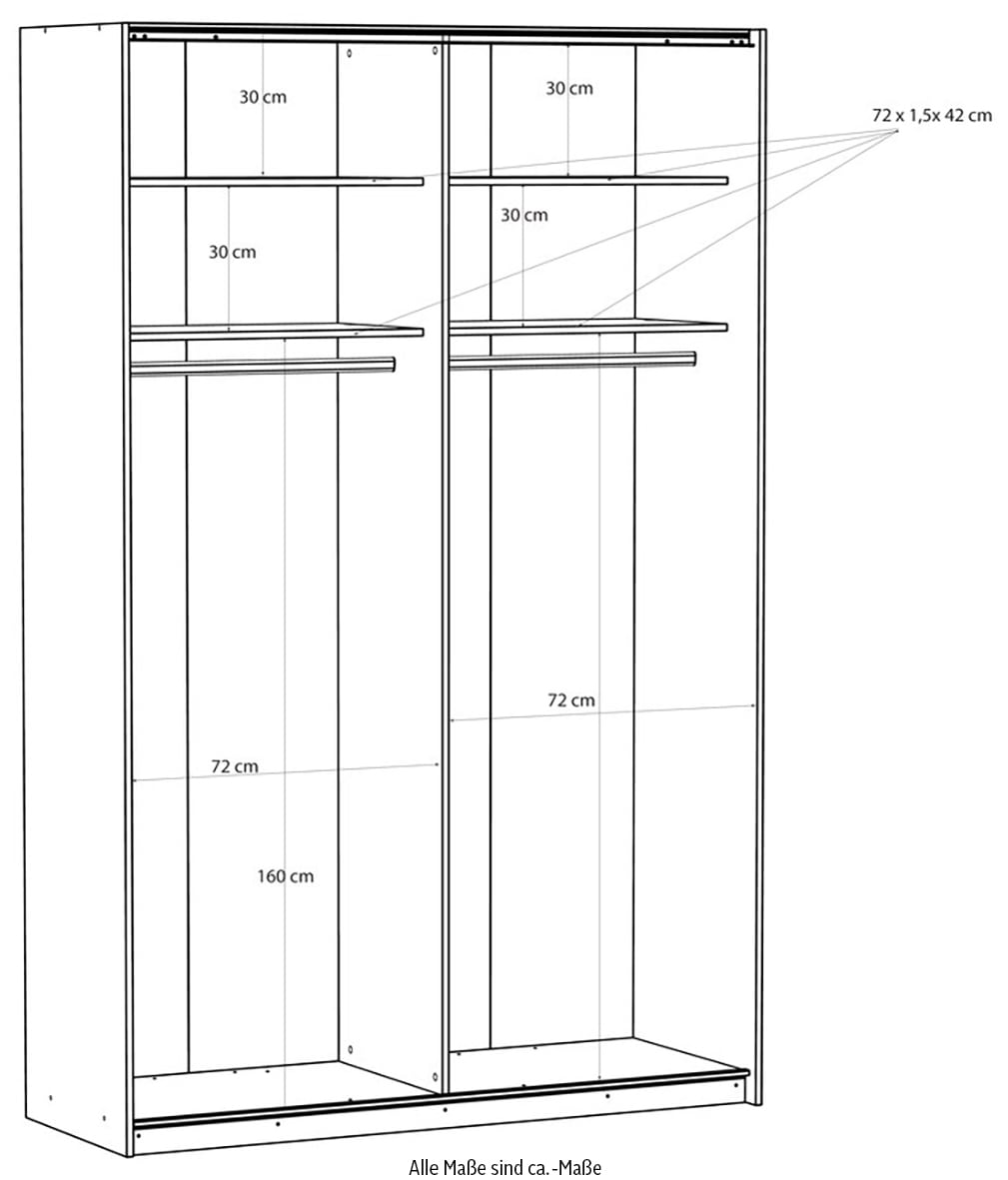 FORTE Schwebetürenschrank »Fittio, Made in Europe, 2 Schiebetüren, modernes Design«, Höhe 2,35 mtr, stehende Montage