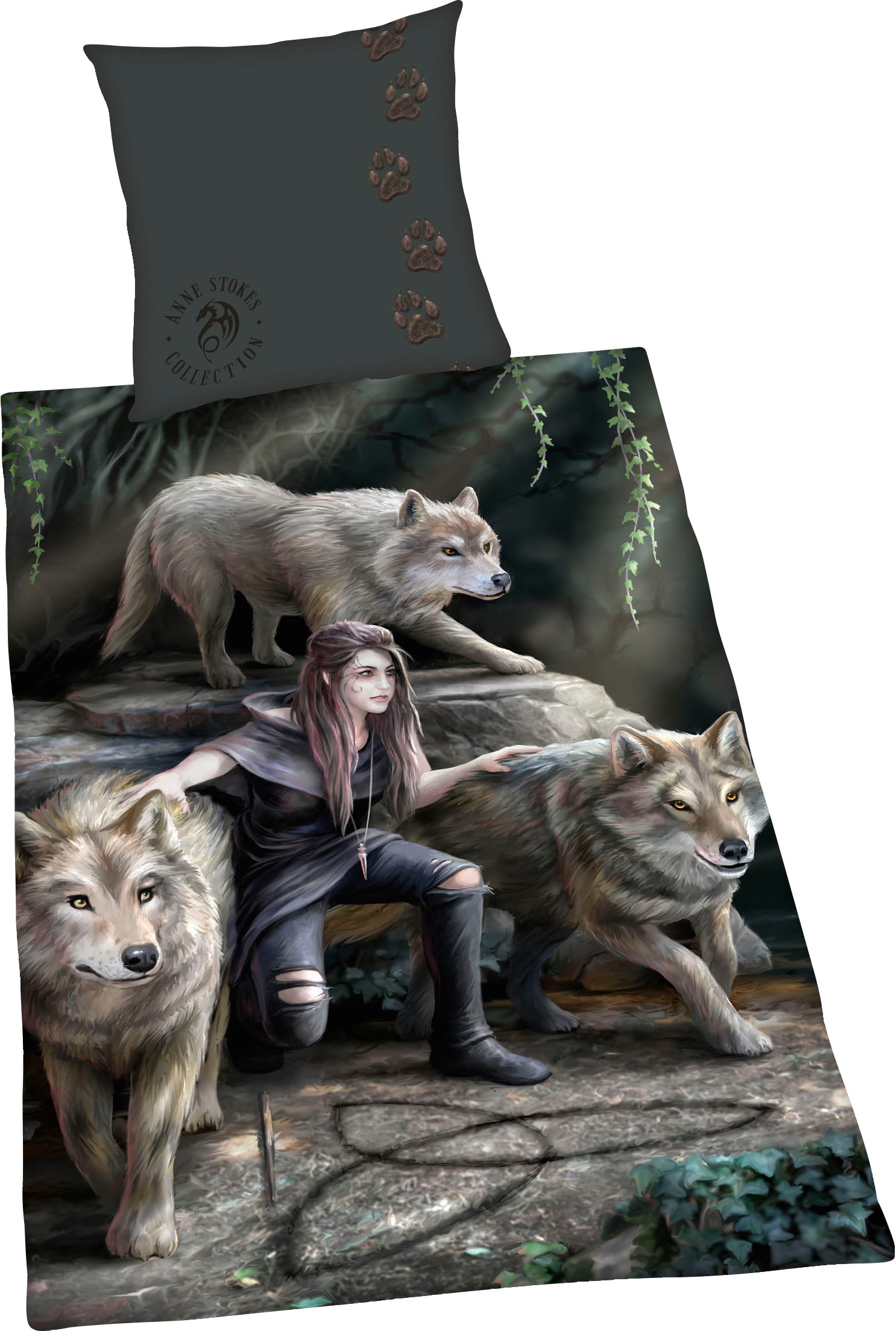 Anne Stokes Wendebettwäsche "Anne Stokes" mit tollem Wolf Motiv günstig online kaufen