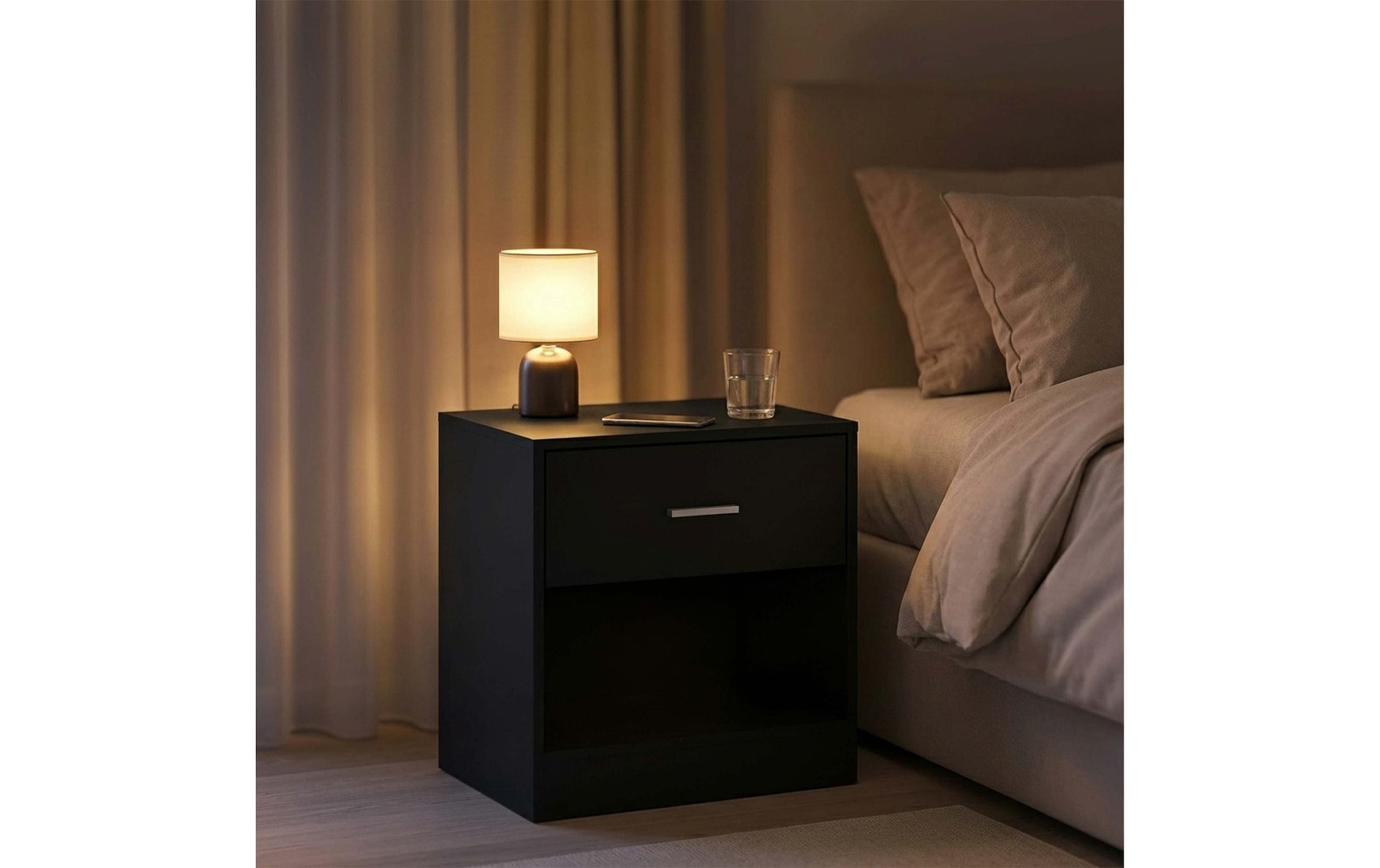 relaxdays Nachttisch »relaxdays Nachttisch 39 x 41 cm, Weiss/Braun«