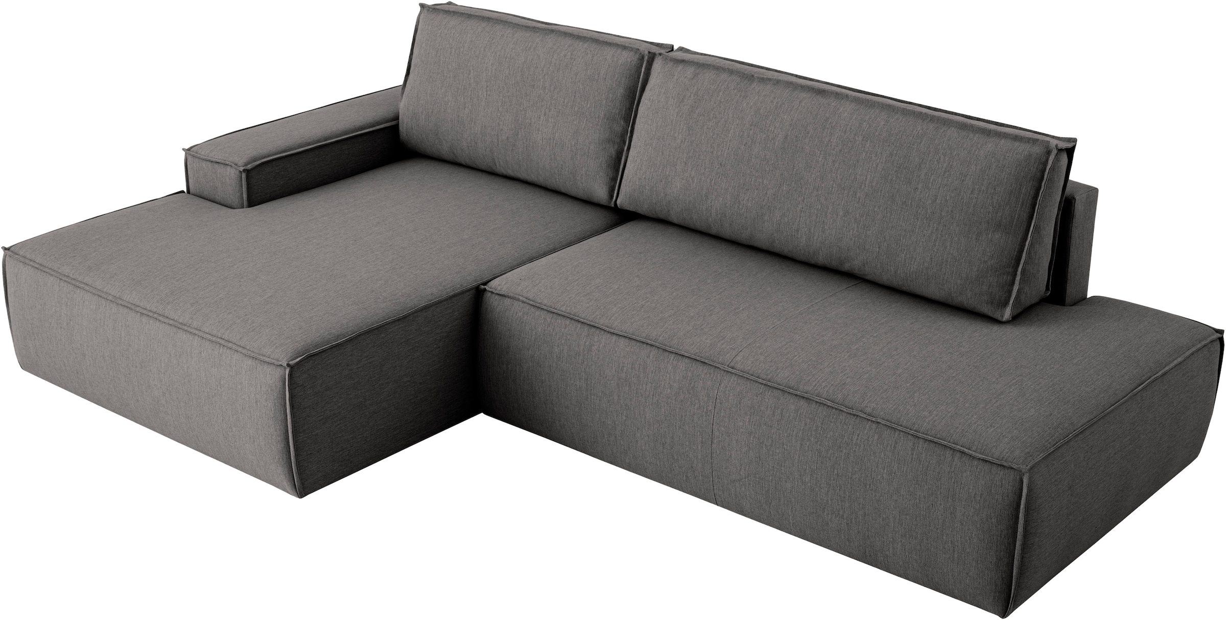 OTTO home Ecksofa »SHERWOOD,  Schlafsofa in L-Form offen (275cm), Cord, Leinenoptik« Schlaffunktion und Bettkasten, Kedernaht, hoher Sitz- & Liegekomfort,