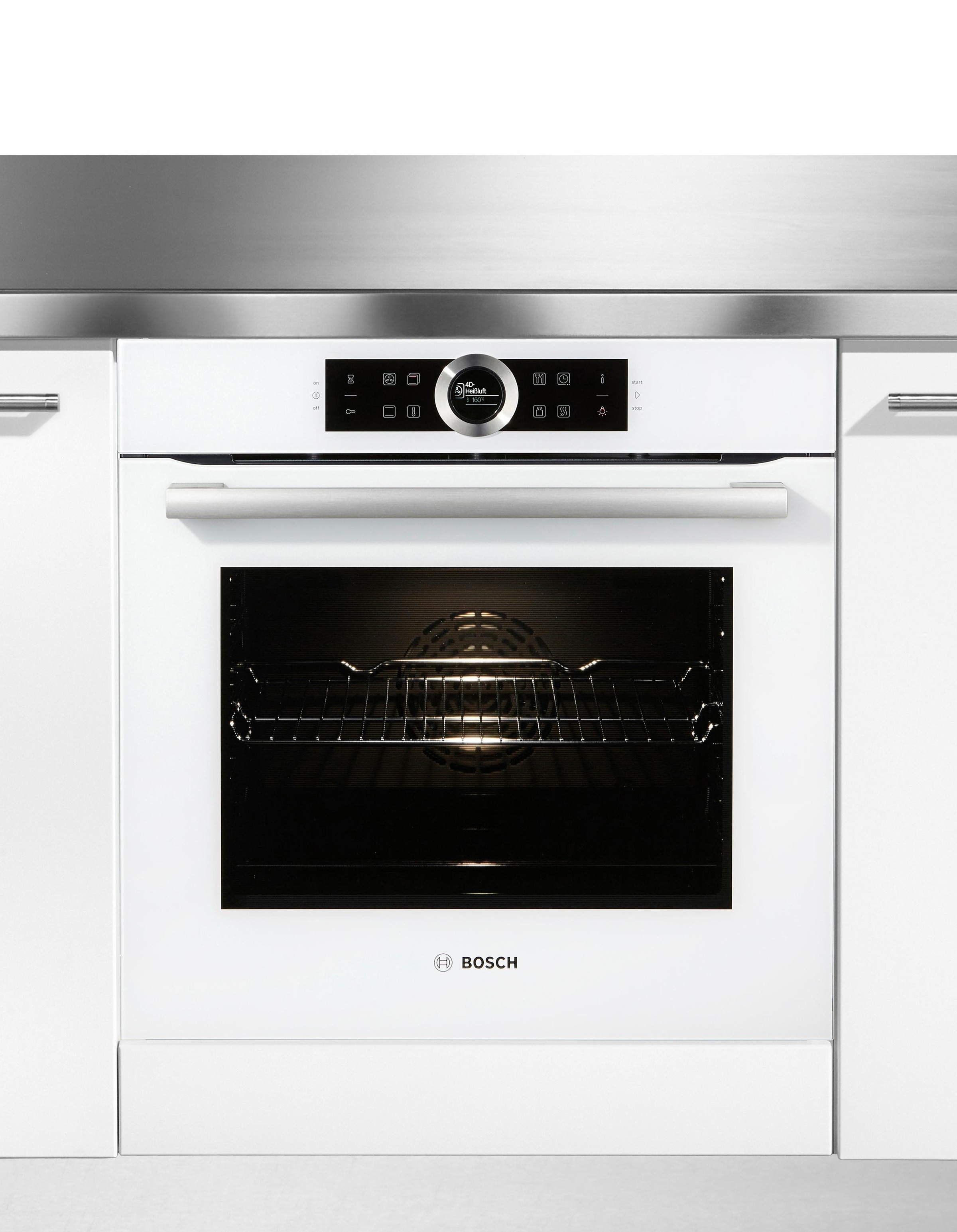 BOSCH Einbaubackofen »HBG635B«, Serie 8, mit Teleskopauszug nachrüstbar, ecoClean Direct, 4D-Heißluft-Eco-Ober-/Unterhitze Eco-Umluft-Infra-Grill-Großflächen-/Kleinflächengrill-Pizzastufe-Sanftgaren-Vorwärmen-Warmhalten-Auftaustufe, mit Pizzastufe