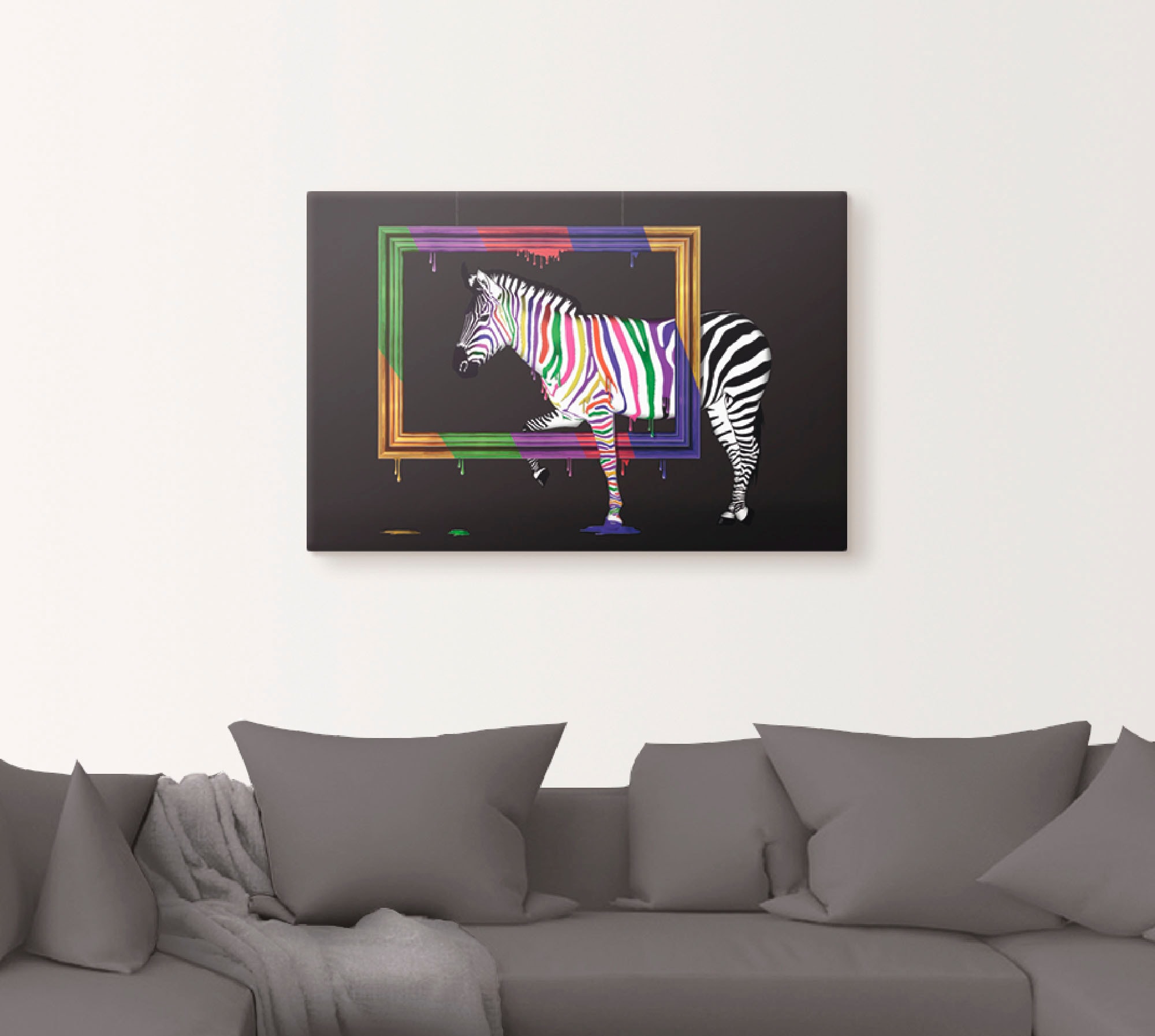 Artland Wandbild »Das Regenbogen Zebra«, Animal Fantasy, (1 St.), als Leinwandbild, Poster, Wandaufkleber in verschied. Größen