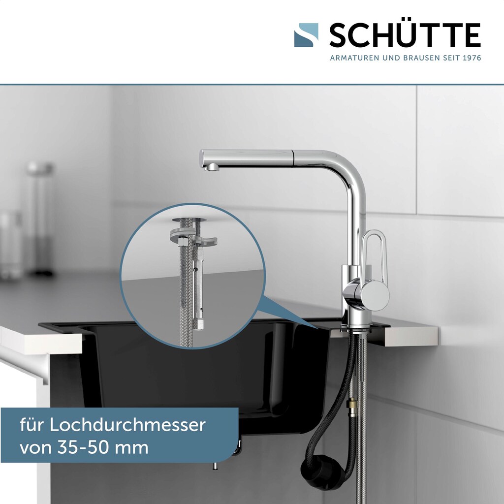Schütte Spültischarmatur »Design«, mit Geschirrbrause, ausziehbar, schwenkbar, Hochdruck