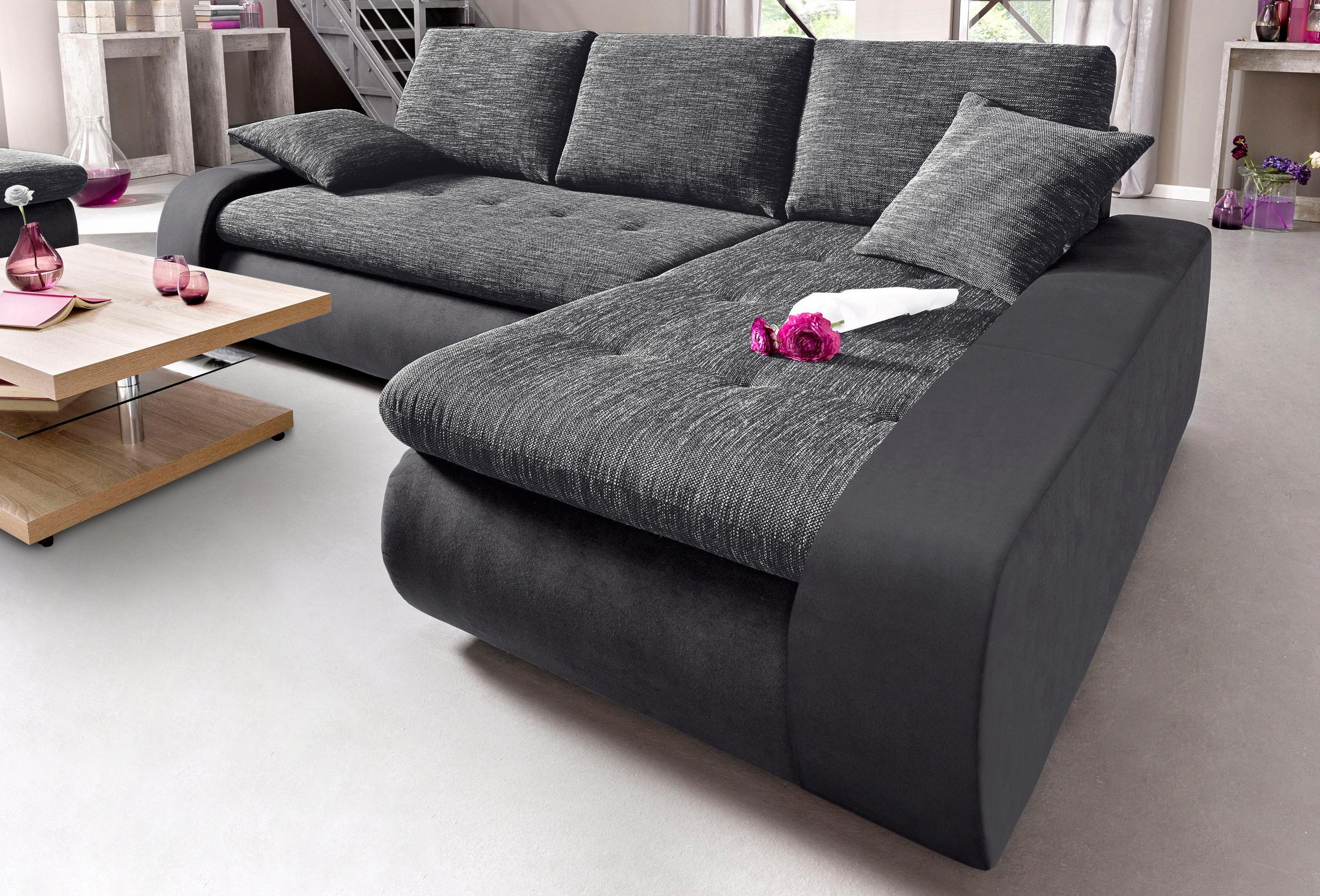 TRENDMANUFAKTUR Ecksofa »Indie, modern und bequem, Materialmix, OTTOs Choice, L-Form«, wahlweise XL oder XXL