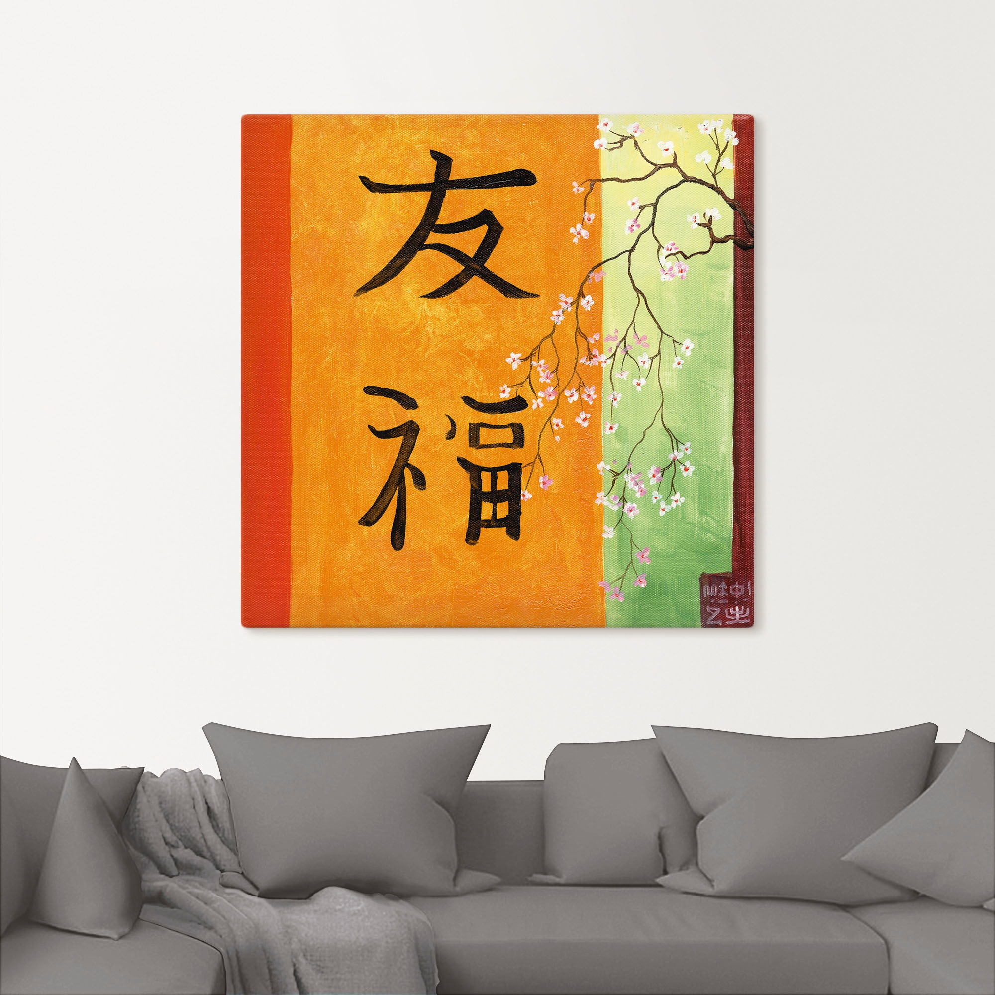 Artland Leinwandbild "Freude Glück" Zeichen 1 Stk. tlg. auf Holzrahmen gesp günstig online kaufen