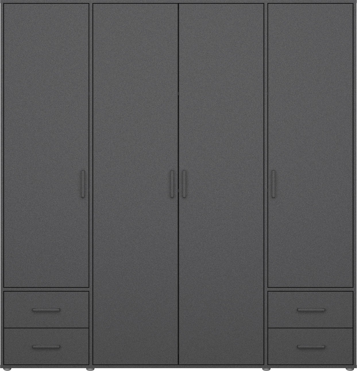 rauch Drehtürenschrank »Kleiderschrank Schrank Garderobe Wäscheschrank VOYAGER«, moderne Griffe in Graumetallic mit Außenschubkästen MADE IN GERMANY