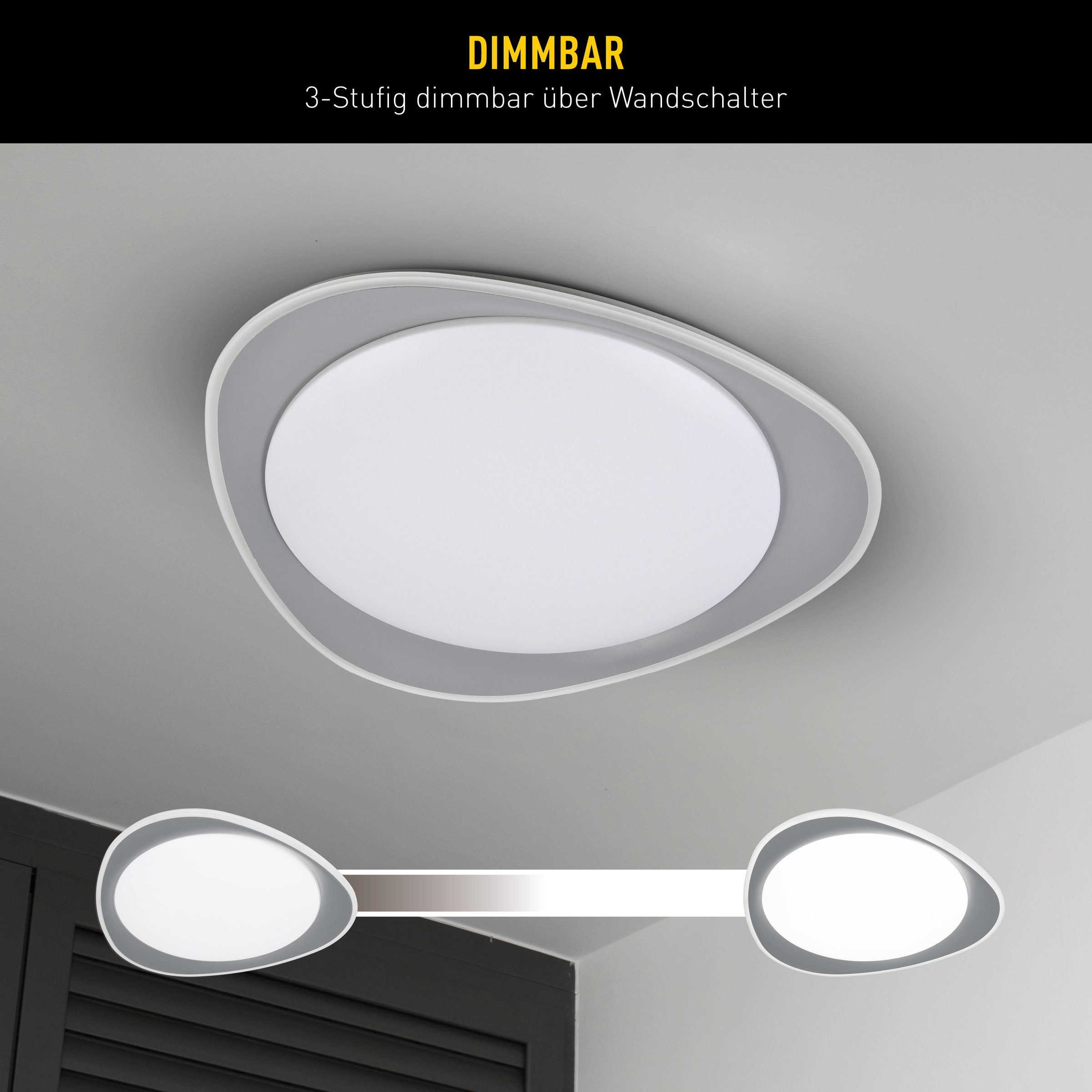 näve LED Deckenleuchte »Tokio« LED-Modul 1 Stk. Neutralweiß 3 stufig dimmbar per Wandschalter 25/50/100%, Memory, LED neutralweiß