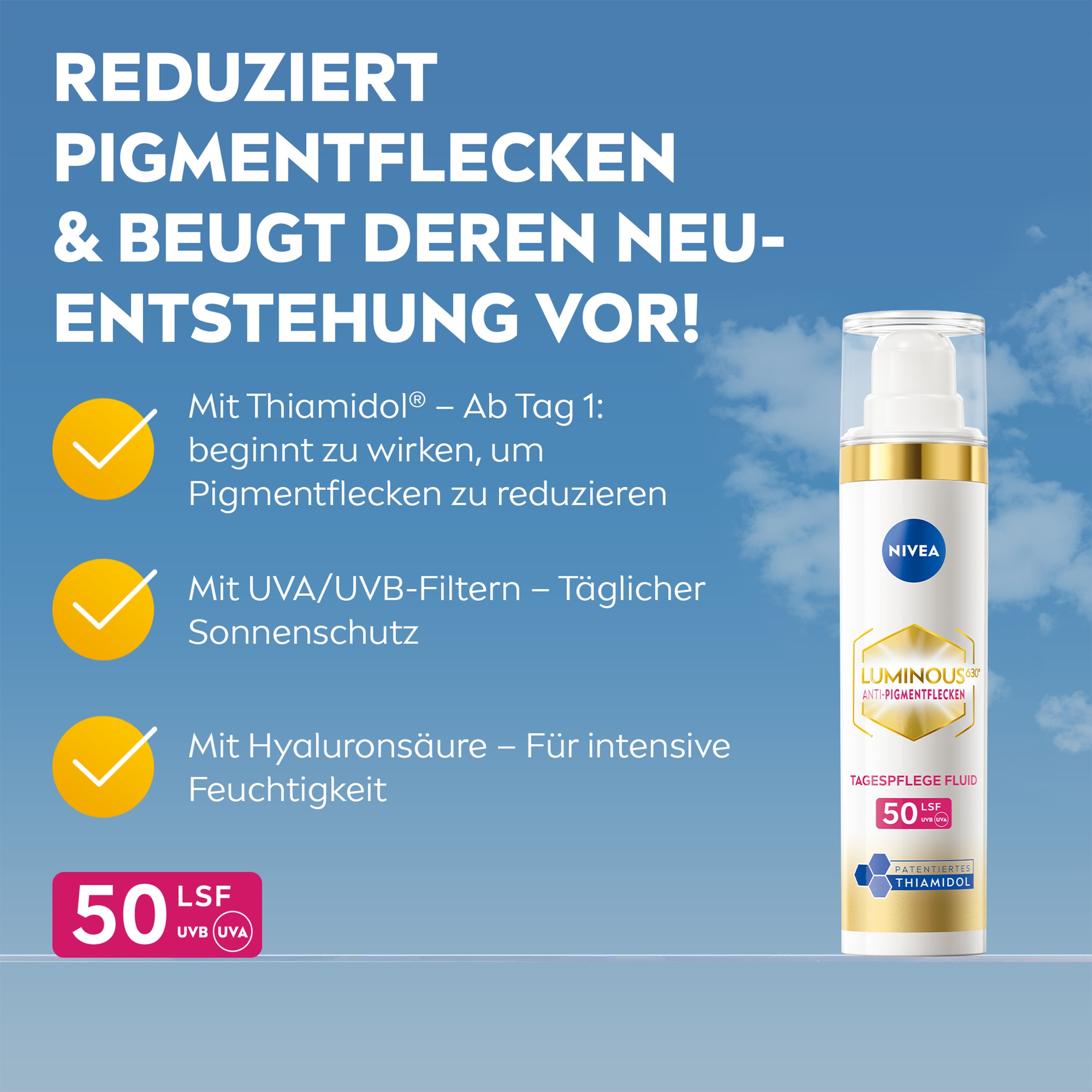 Nivea Pflege-Set »LUMINOUS630 Anti-Pigmentflecken Tagespflege + Intensiv Serum« Für alle Hauttypen, mattiert die Haut, LSF 50.